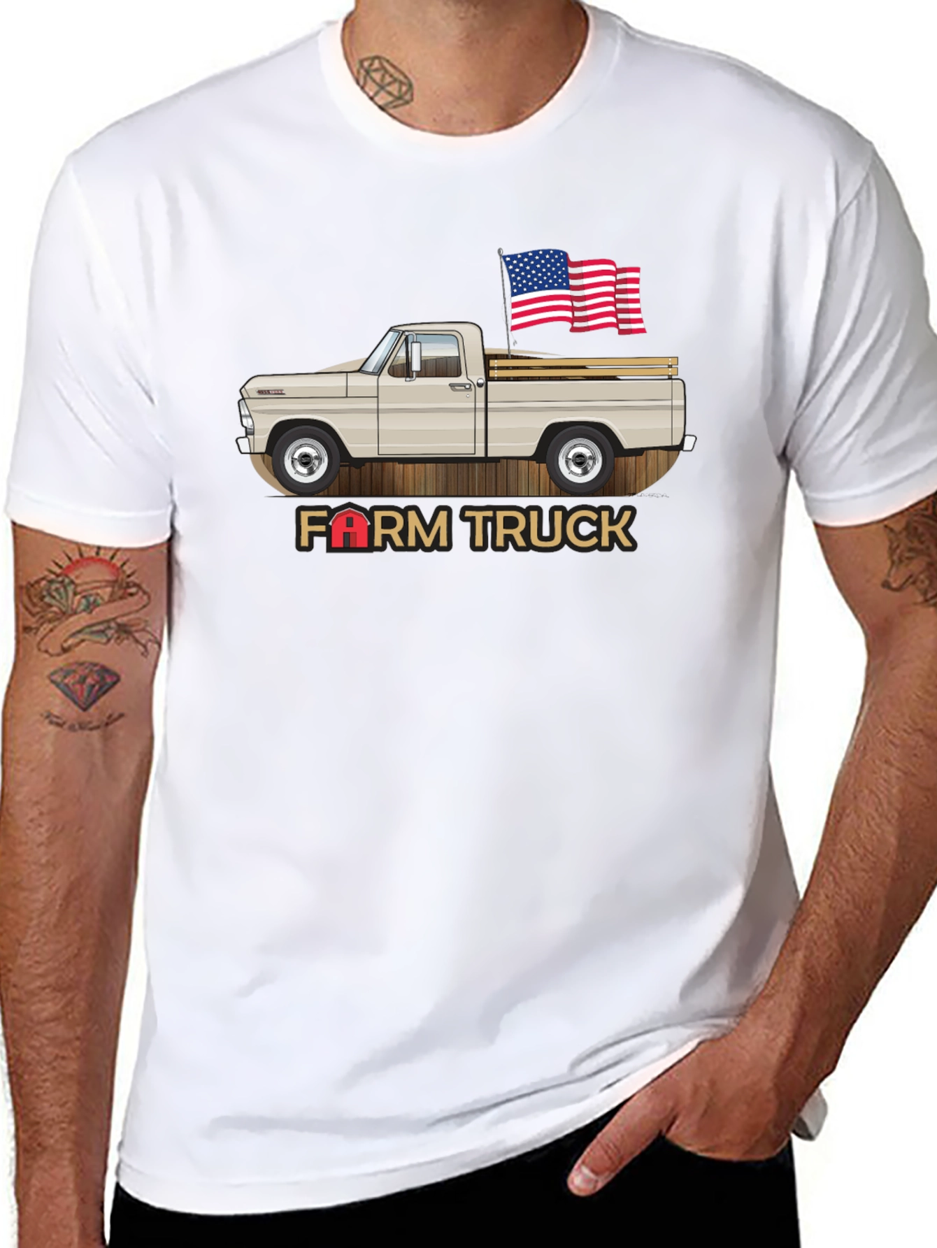 Farm Truck T-Shirt - American Flag