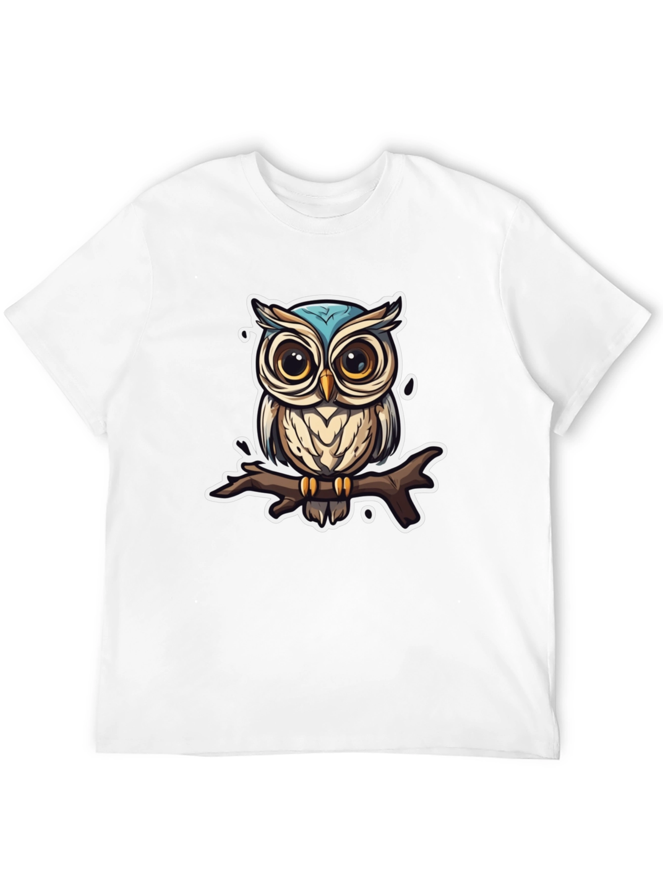 Owl on Branch Graphic Tee - Black T-Shirt
