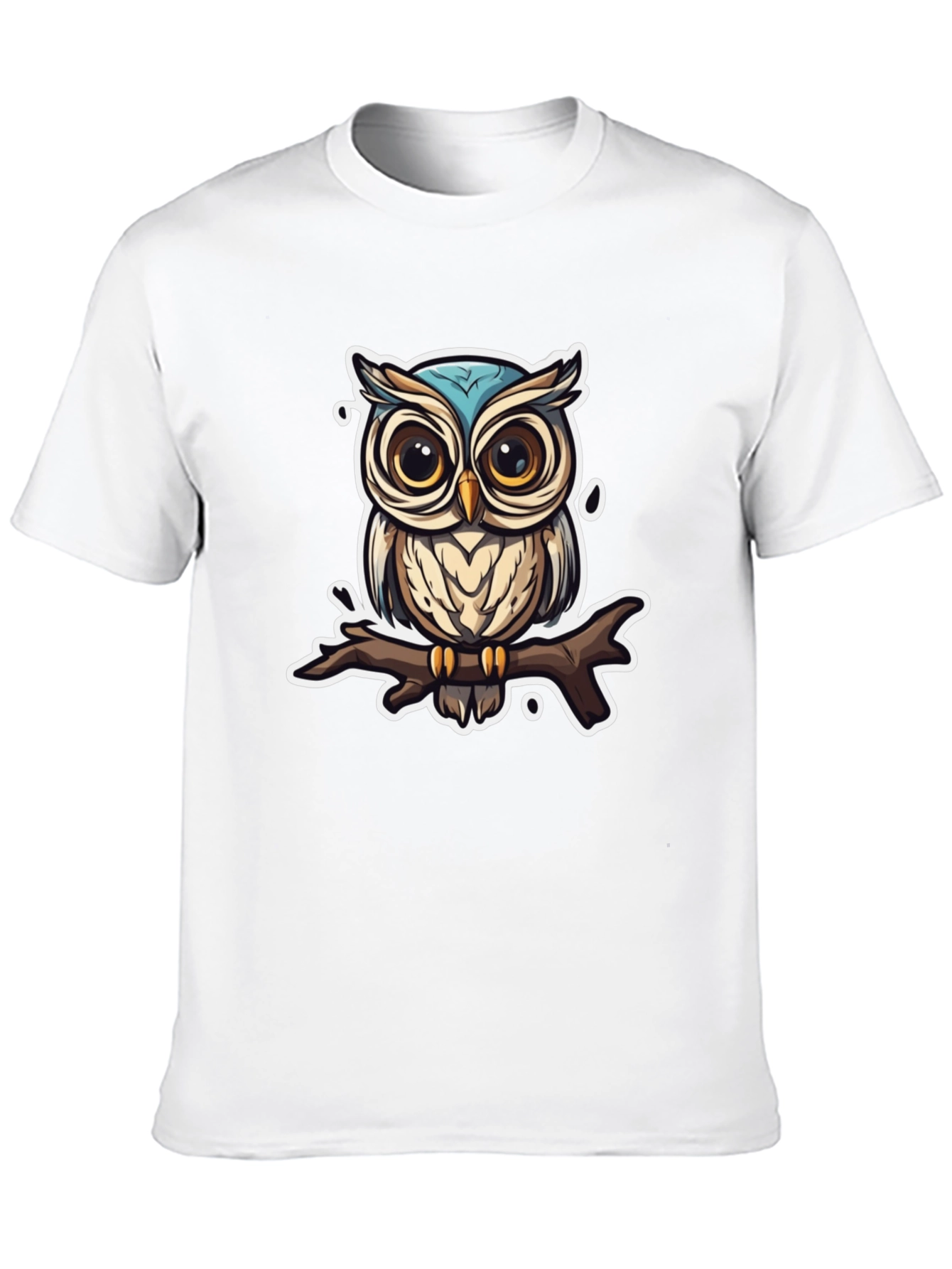 Owl on Branch Graphic Tee - Black T-Shirt