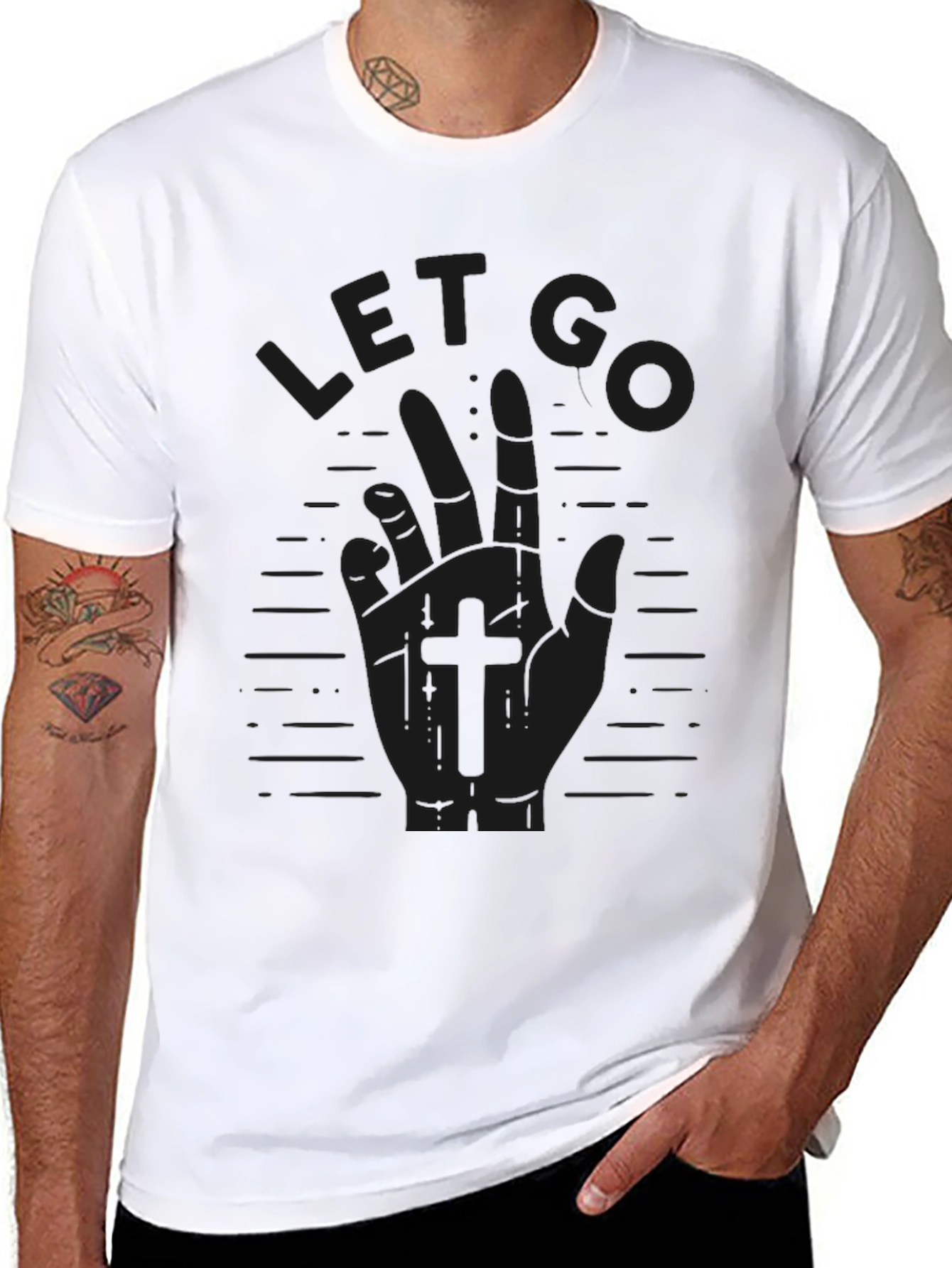 Let Go Hand Graphic Tee - Black Casual T-Shirt