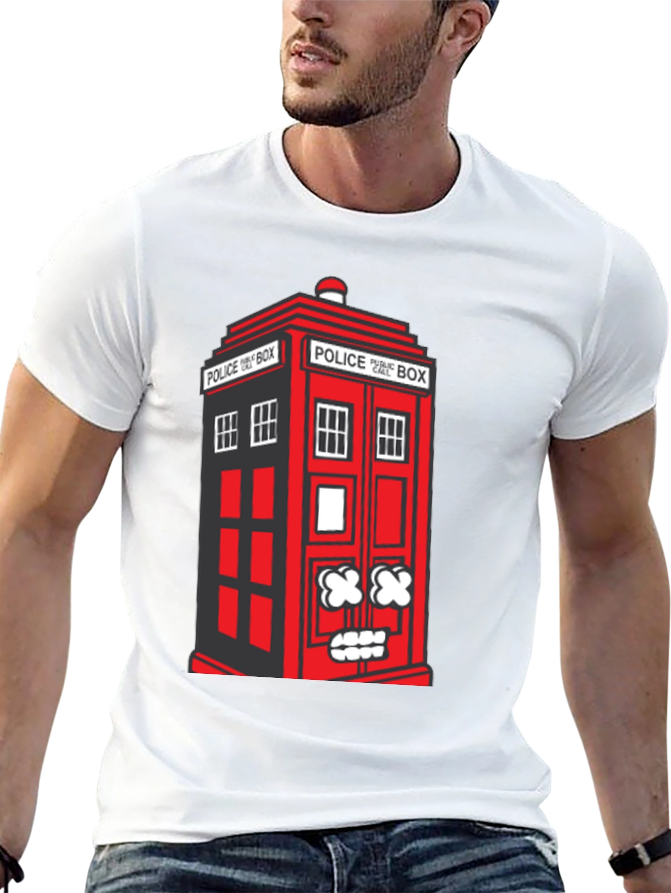 Quirky Red Police Box Graphic T-Shirt