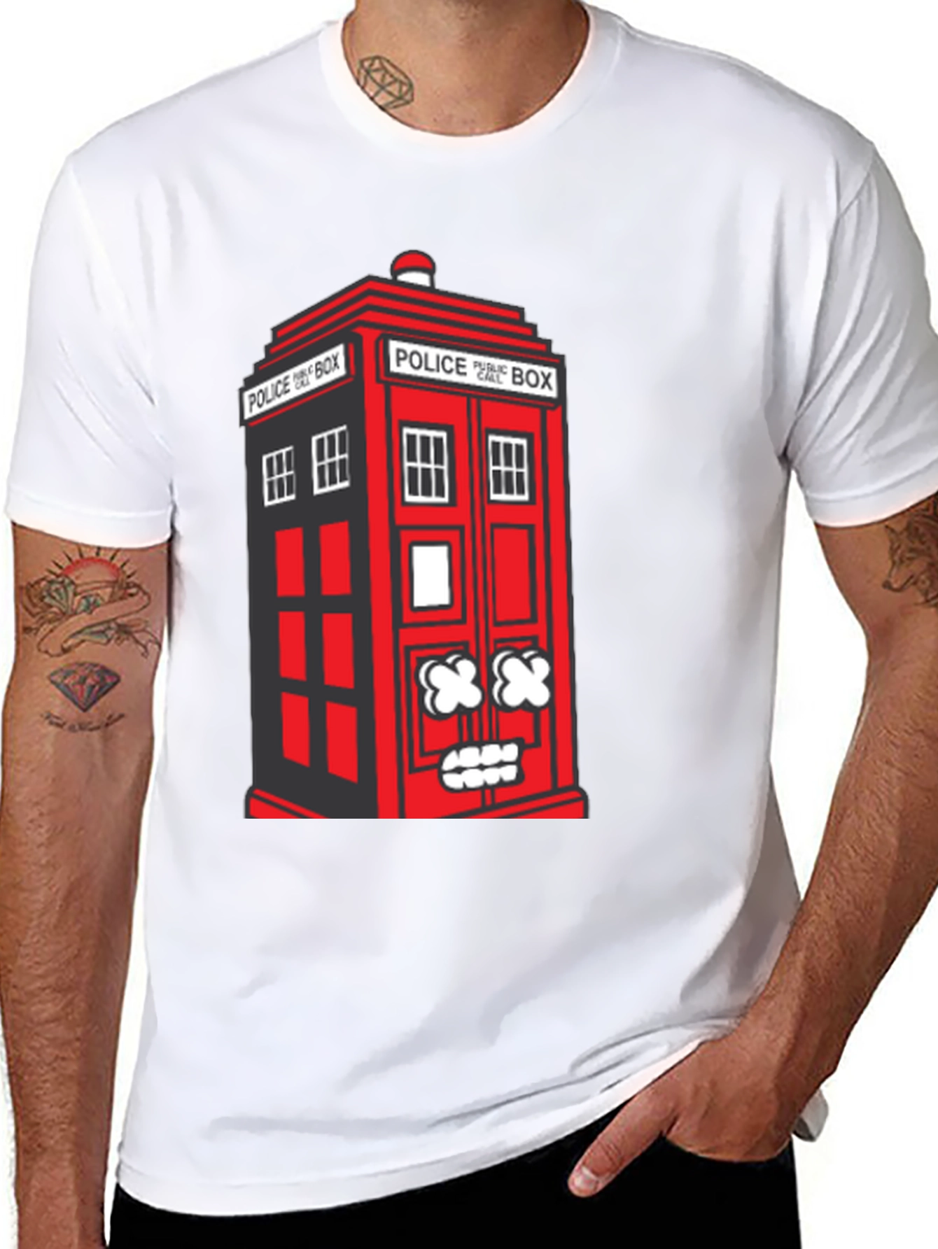 Quirky Red Police Box Graphic T-Shirt