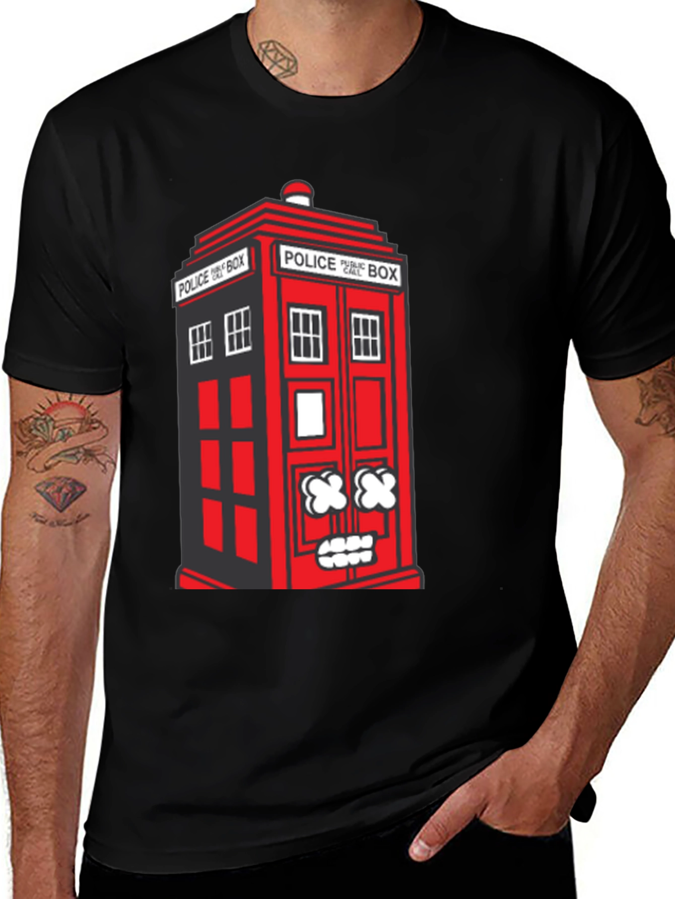 Quirky Red Police Box Graphic T-Shirt