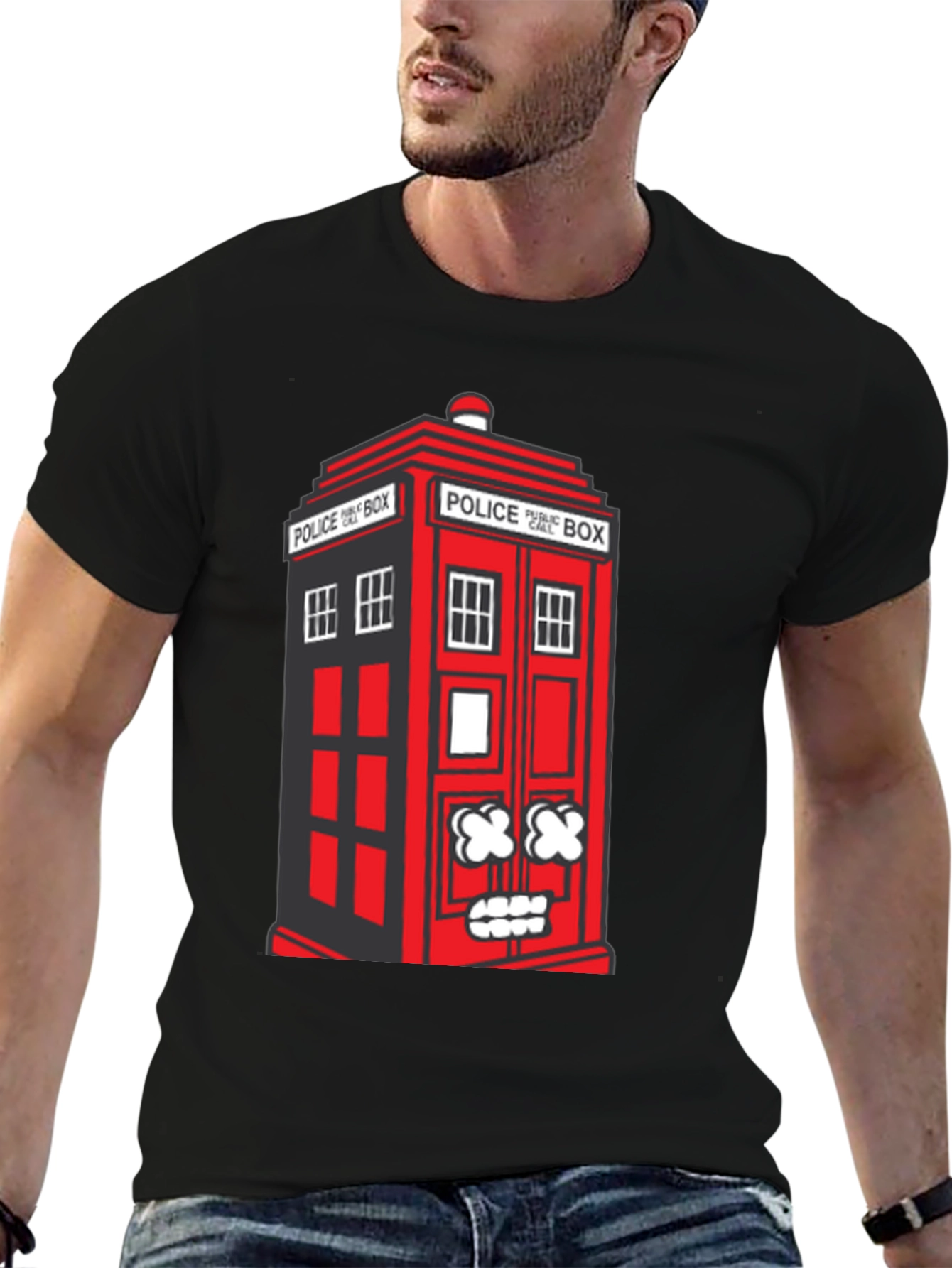 Quirky Red Police Box Graphic T-Shirt