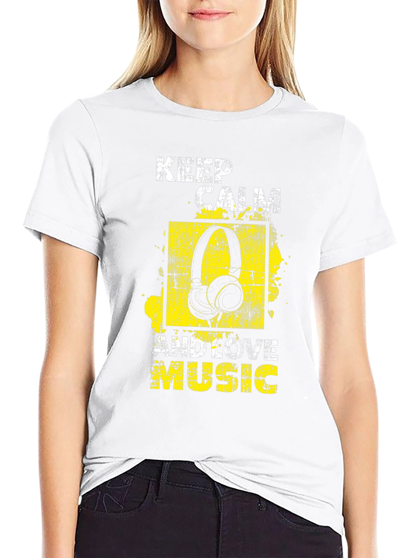 Keep Calm & Love Music Graphic Tee - Black