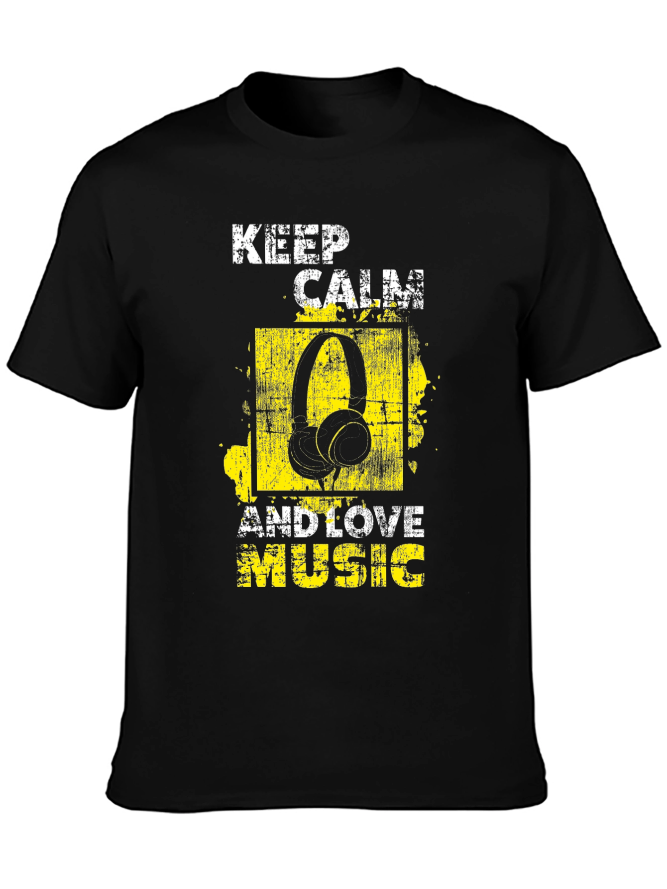 Keep Calm & Love Music Graphic Tee - Black