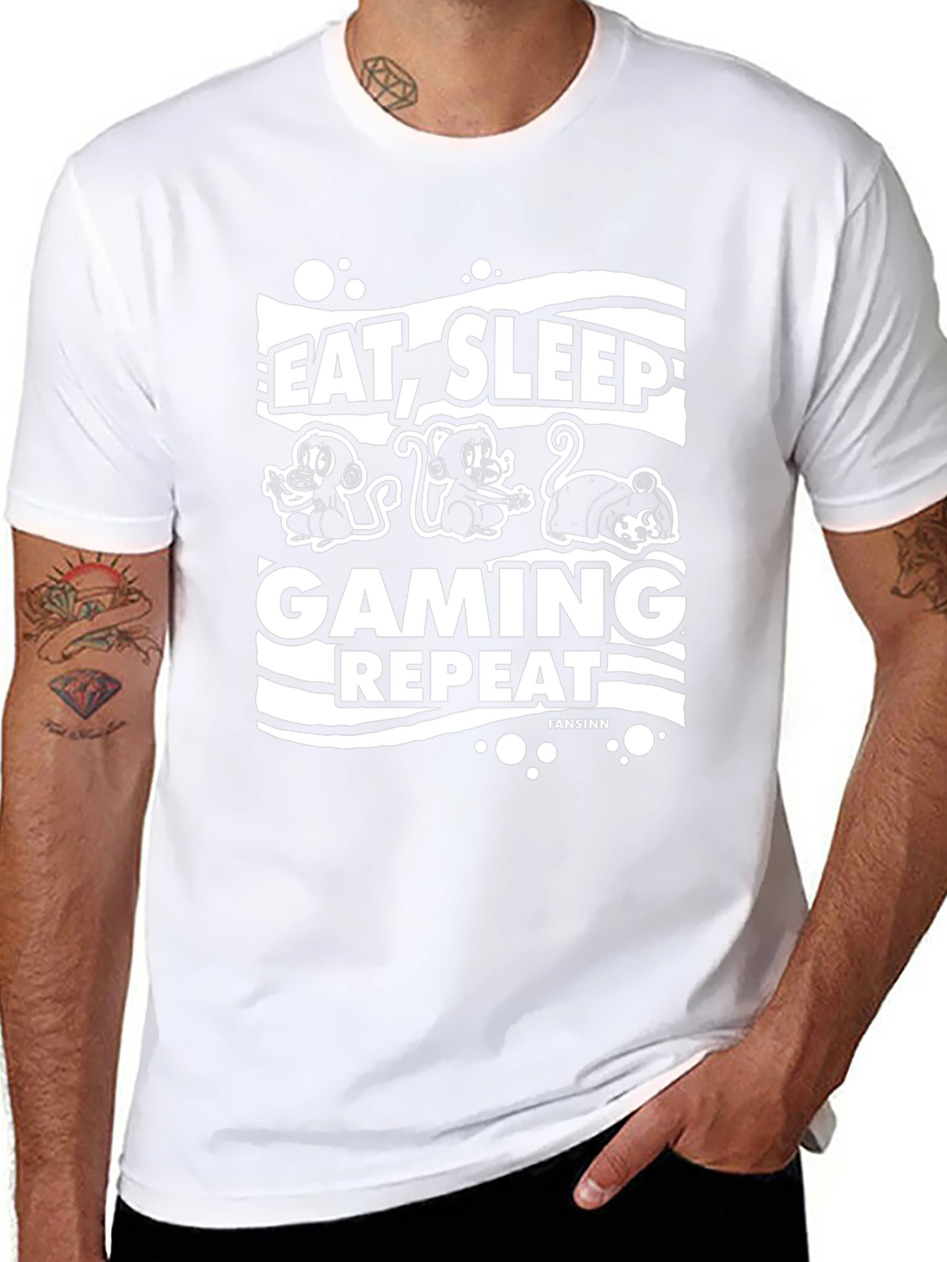 Eat Sleep Gaming Repeat Black T-Shirt