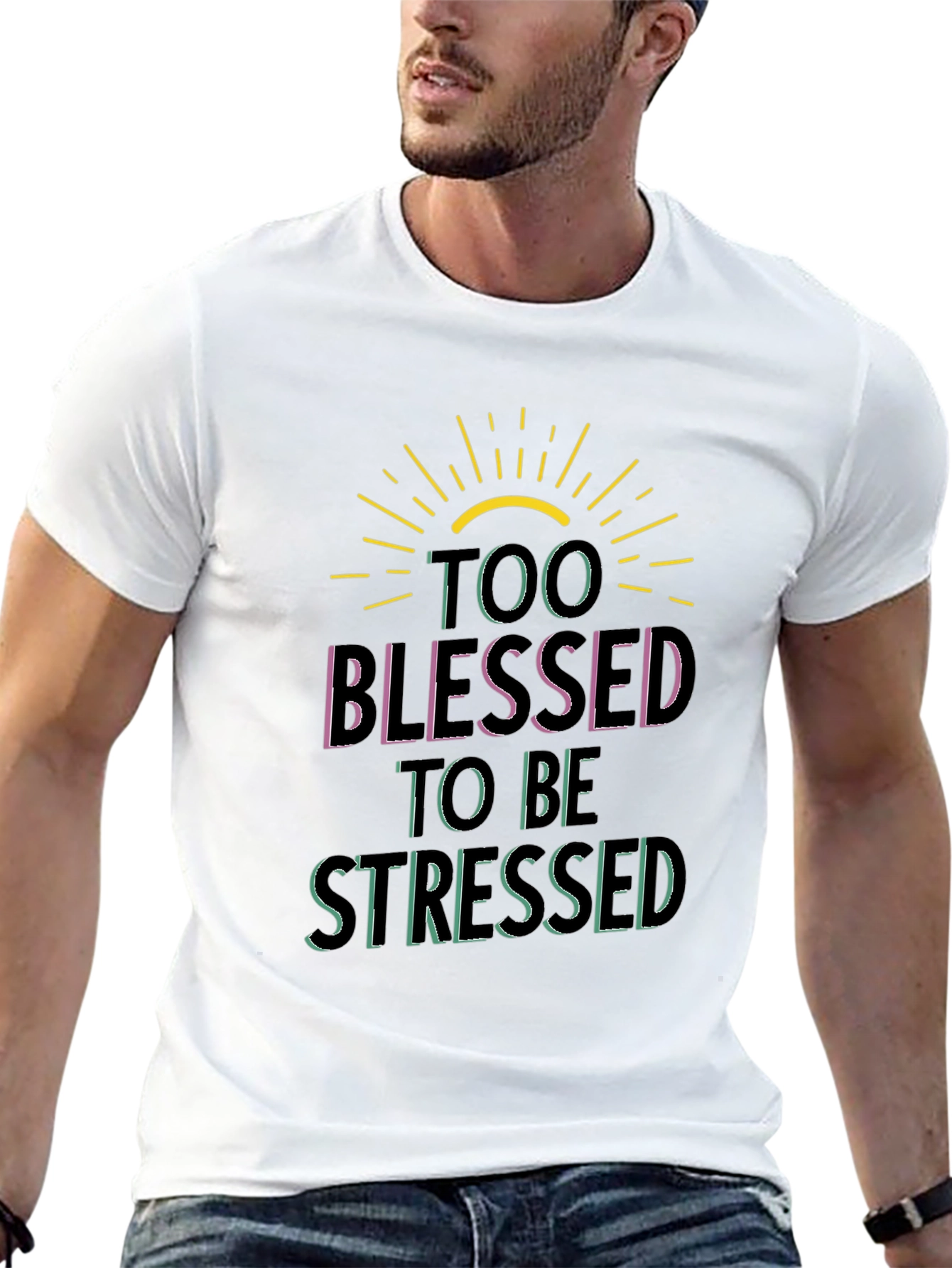 Too Blessed to be Stressed Black Graphic Tee