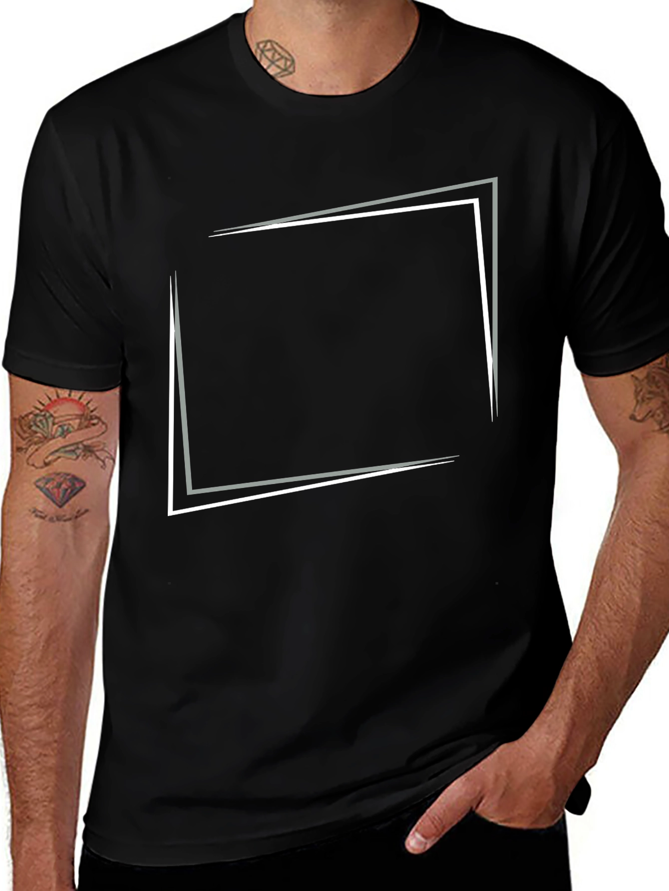 Modern Graphic Tee - Black Square Design