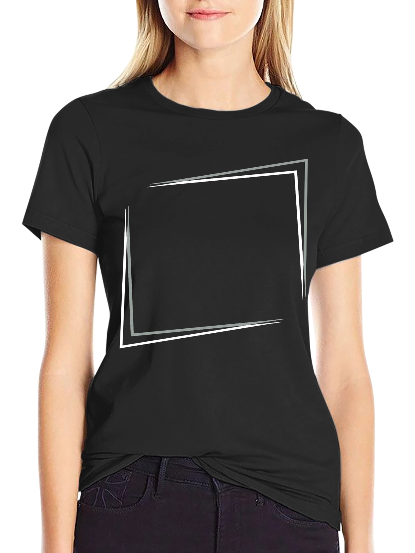 Modern Graphic Tee - Black Square Design