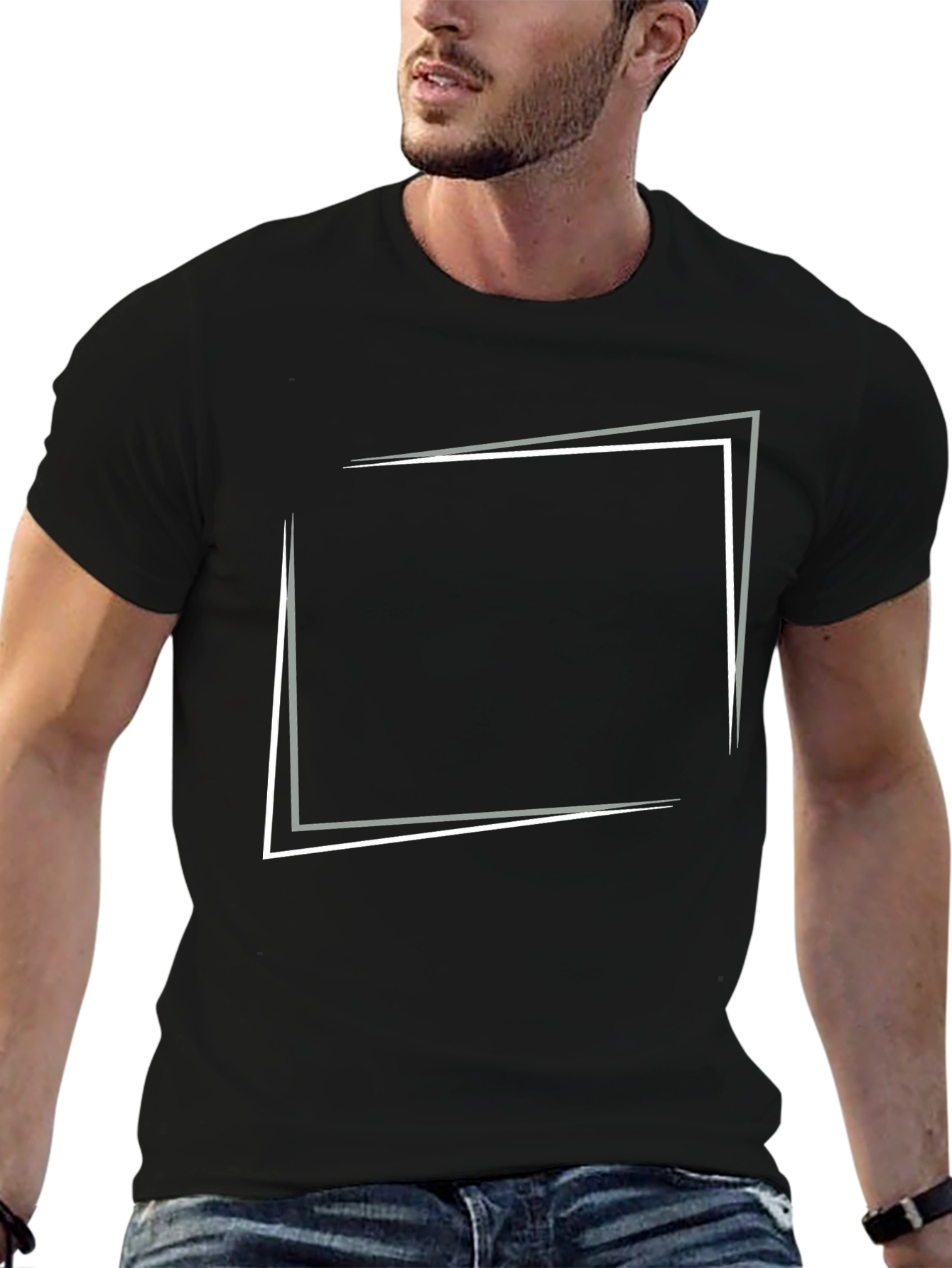 Modern Graphic Tee - Black Square Design