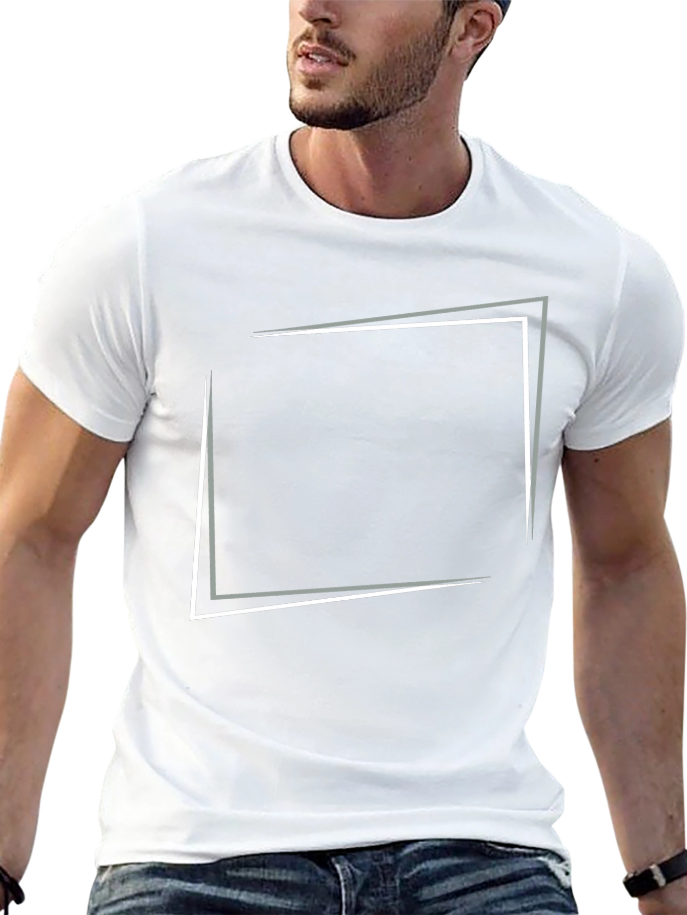 Modern Graphic Tee - Black Square Design