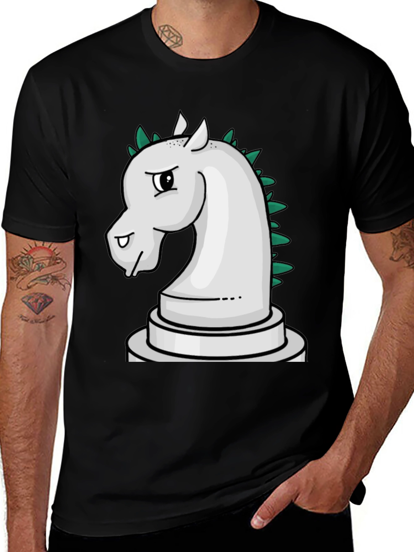Chess Knight Dragon T-Shirt - Black