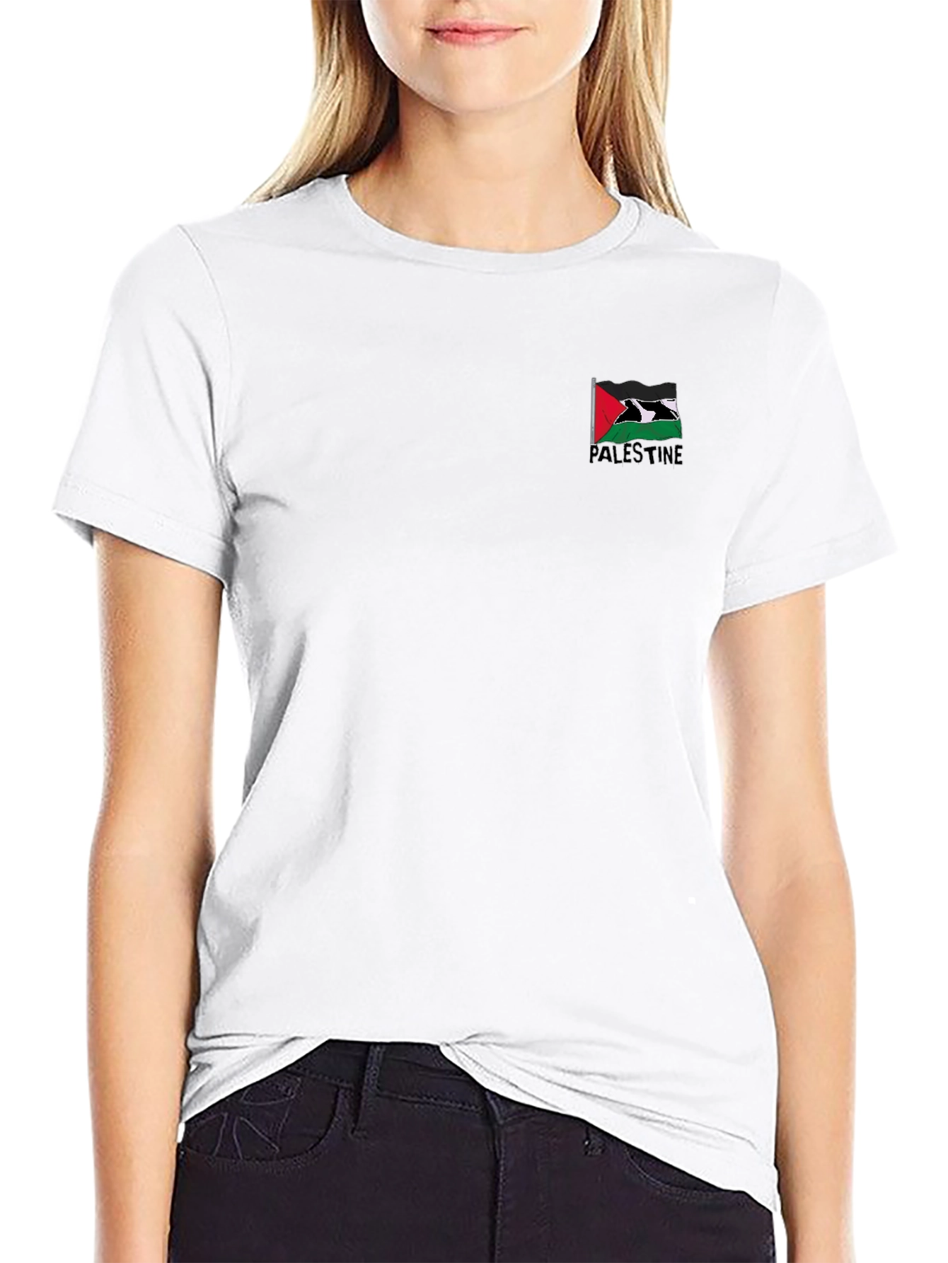 Palestine Flag Graphic Black T-Shirt