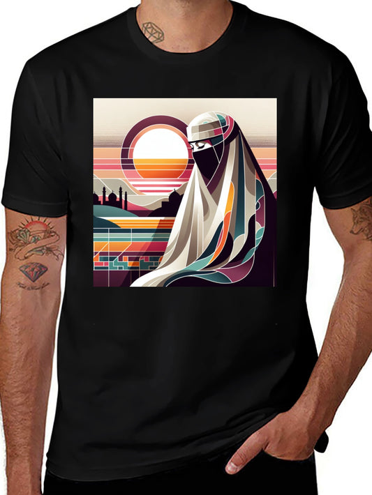 Abstract Niqab Art Graphic Tee - Unisex Black T-Shirt