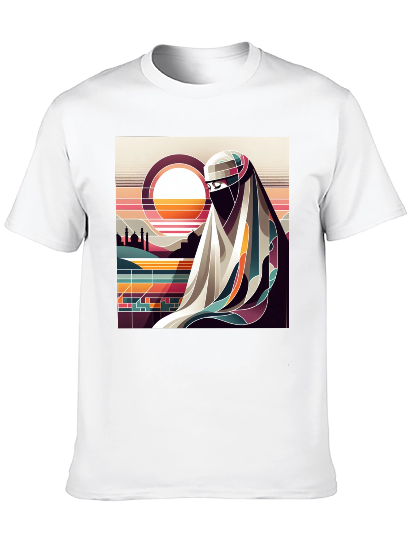 Abstract Niqab Art Graphic Tee - Unisex Black T-Shirt
