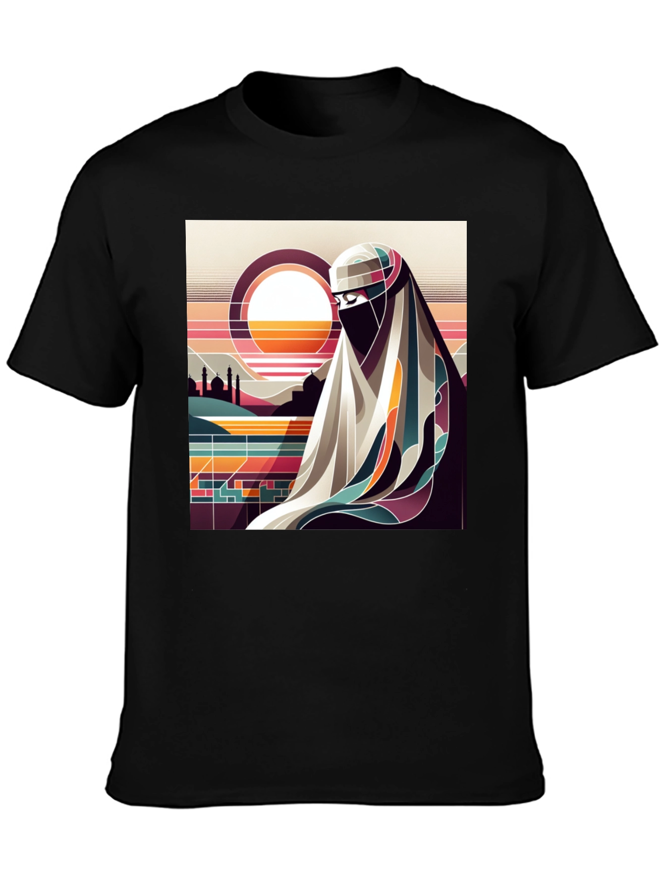Abstract Niqab Art Graphic Tee - Unisex Black T-Shirt