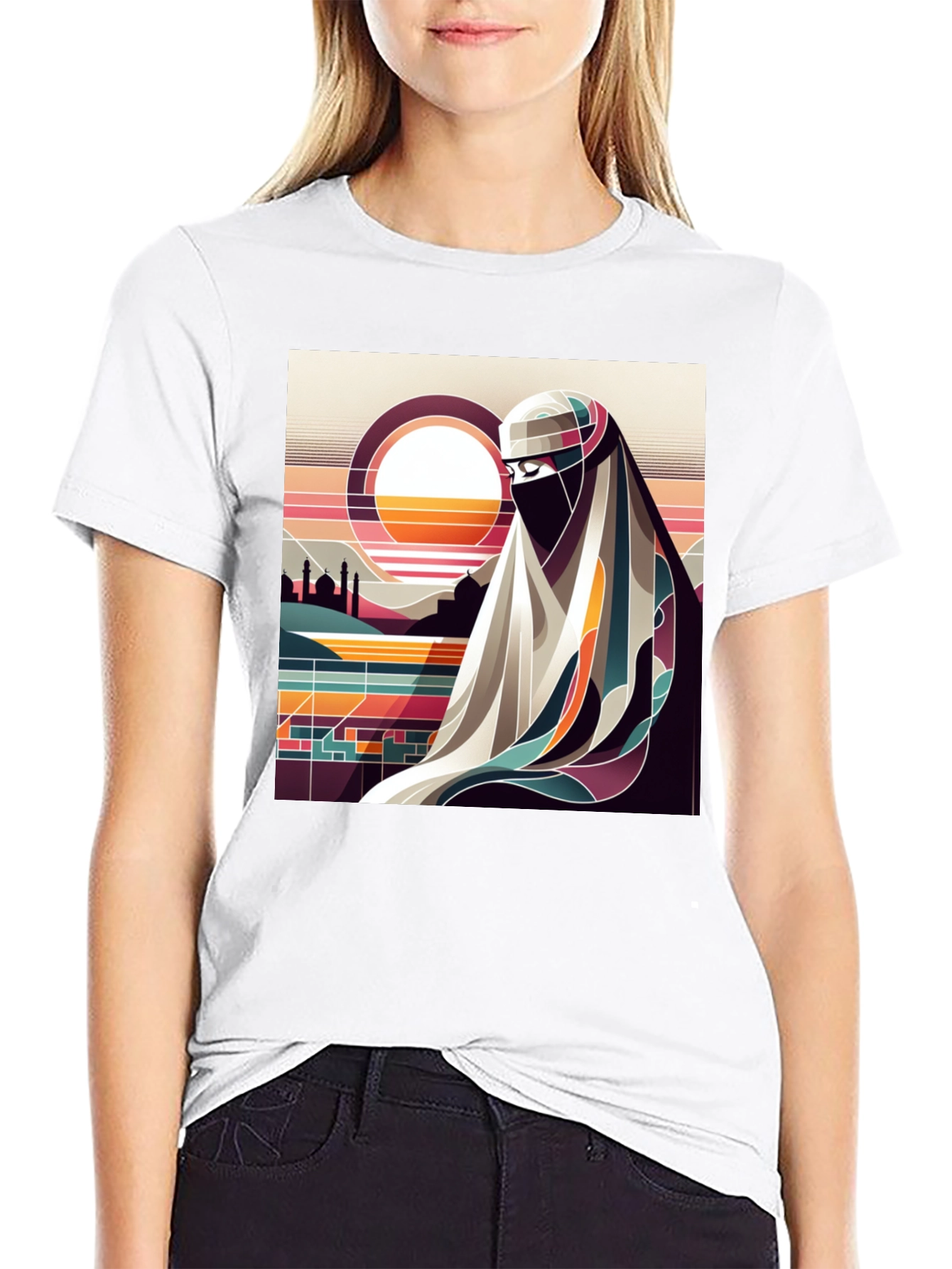 Abstract Niqab Art Graphic Tee - Unisex Black T-Shirt