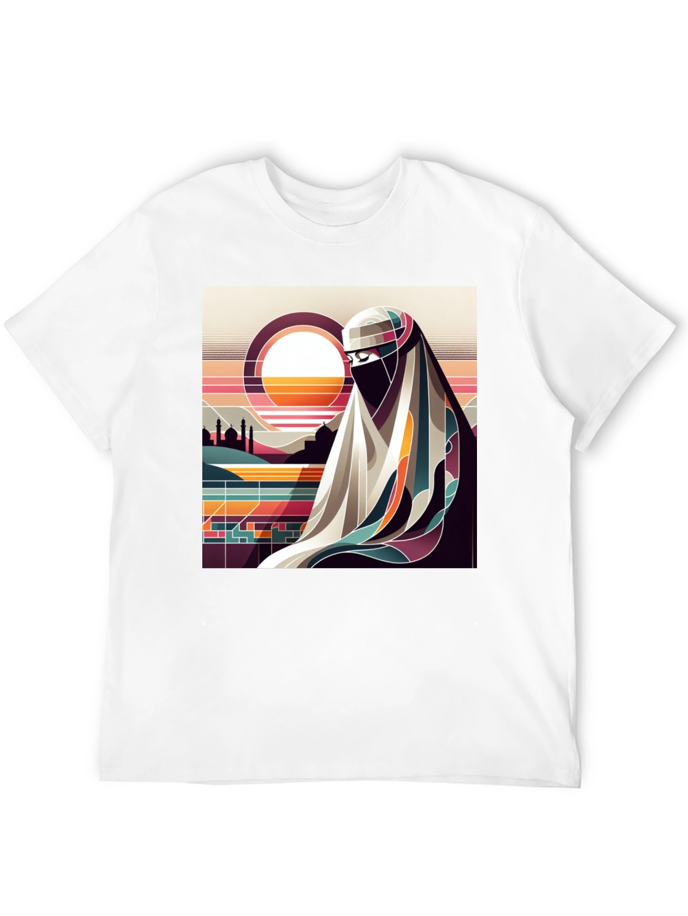Abstract Niqab Art Graphic Tee - Unisex Black T-Shirt