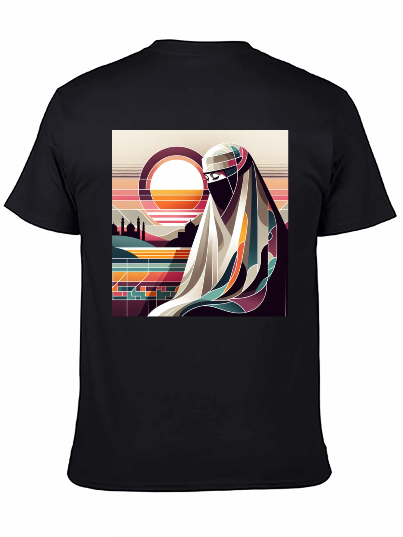 Abstract Niqab Art Graphic Tee - Unisex Black T-Shirt