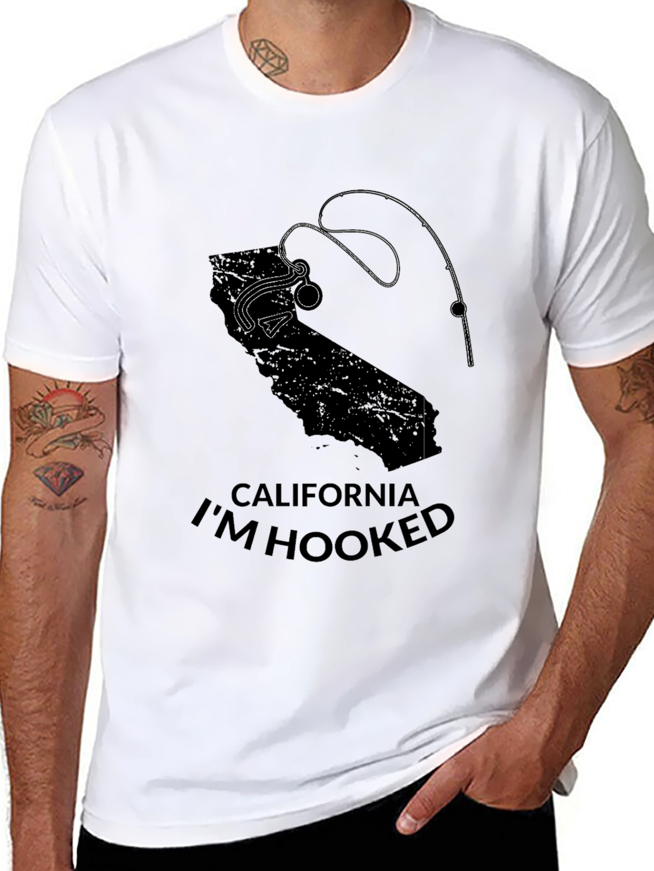 California Im Hooked Black T-Shirt