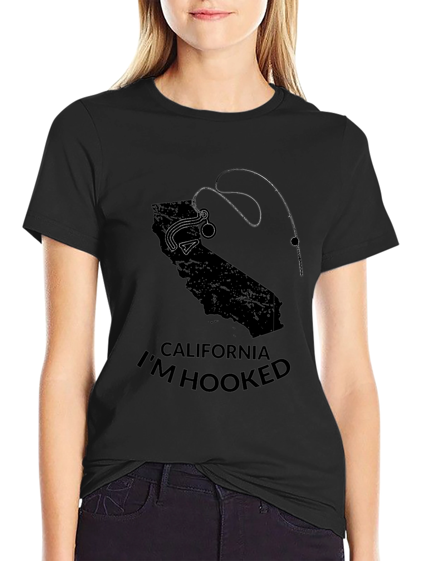 California Im Hooked Black T-Shirt