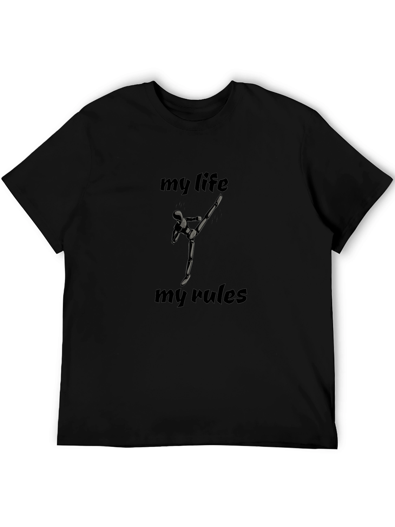 My Life My Rules Black Graphic T-Shirt