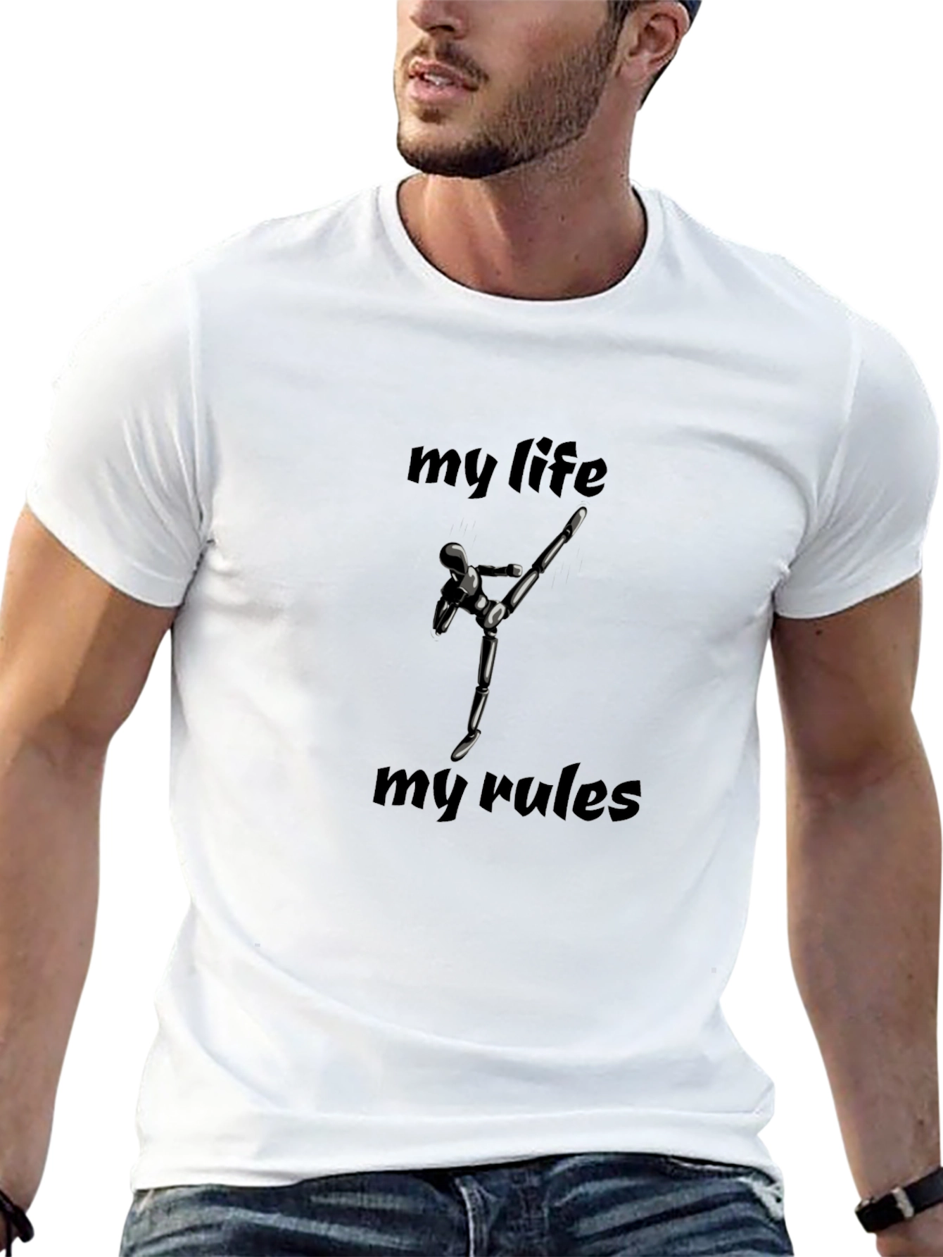 My Life My Rules Black Graphic T-Shirt