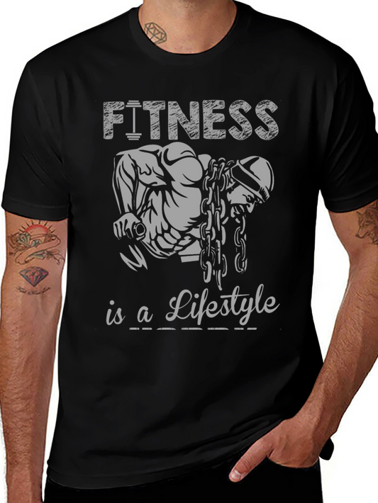Fitness Lifestyle Graphic Tee - Black Cotton Shirt