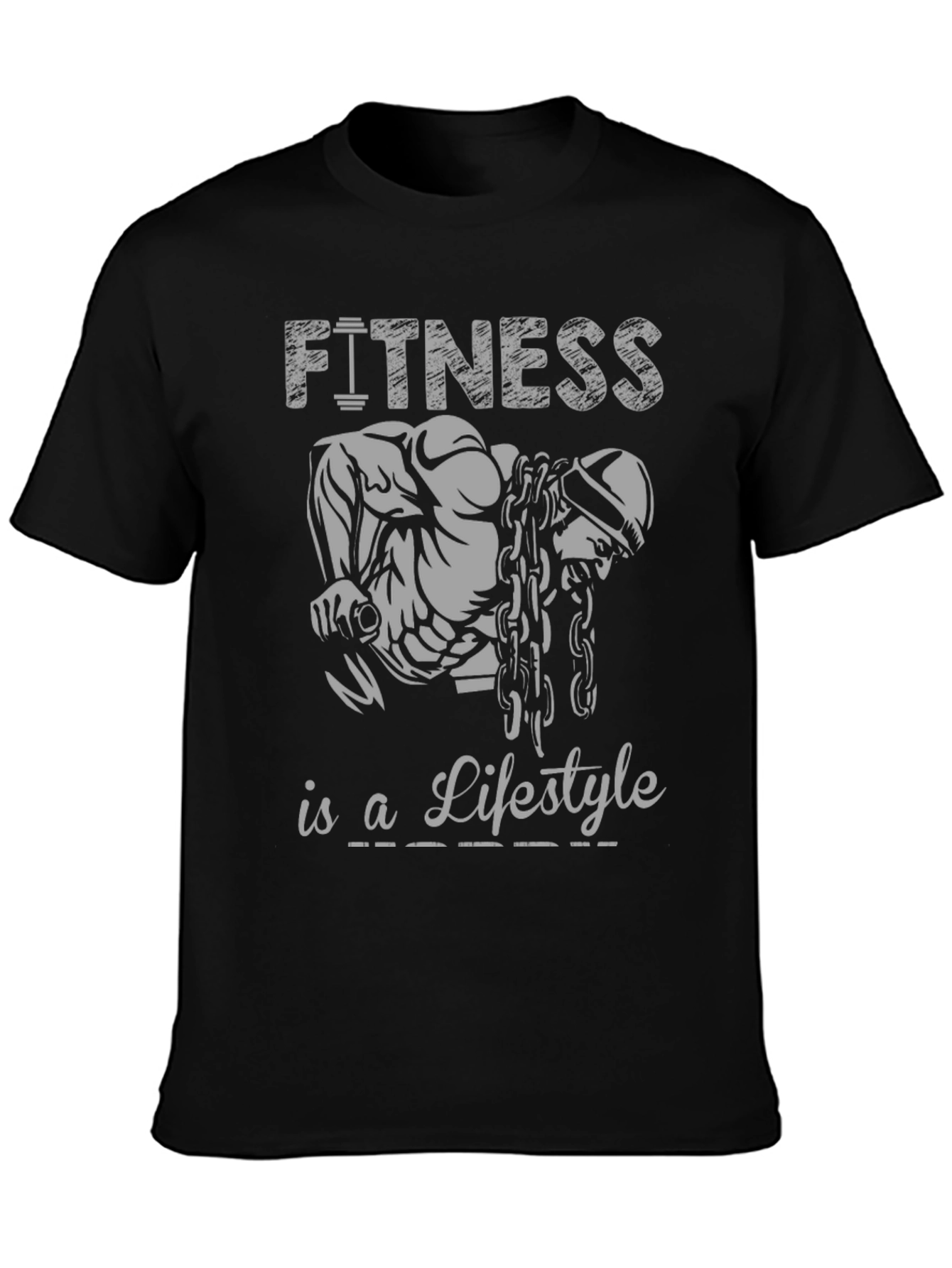 Fitness Lifestyle Graphic Tee - Black Cotton Shirt