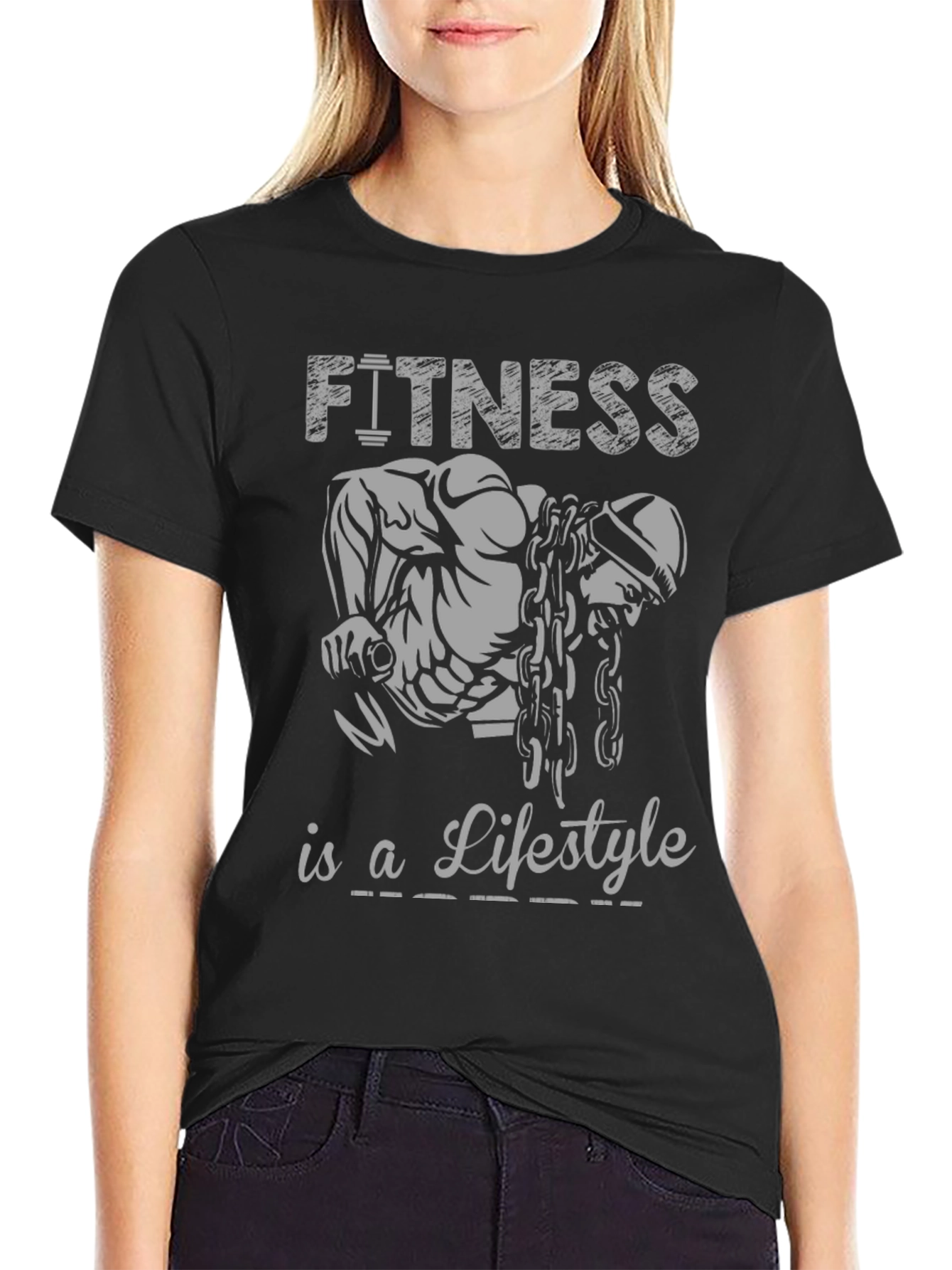 Fitness Lifestyle Graphic Tee - Black Cotton Shirt
