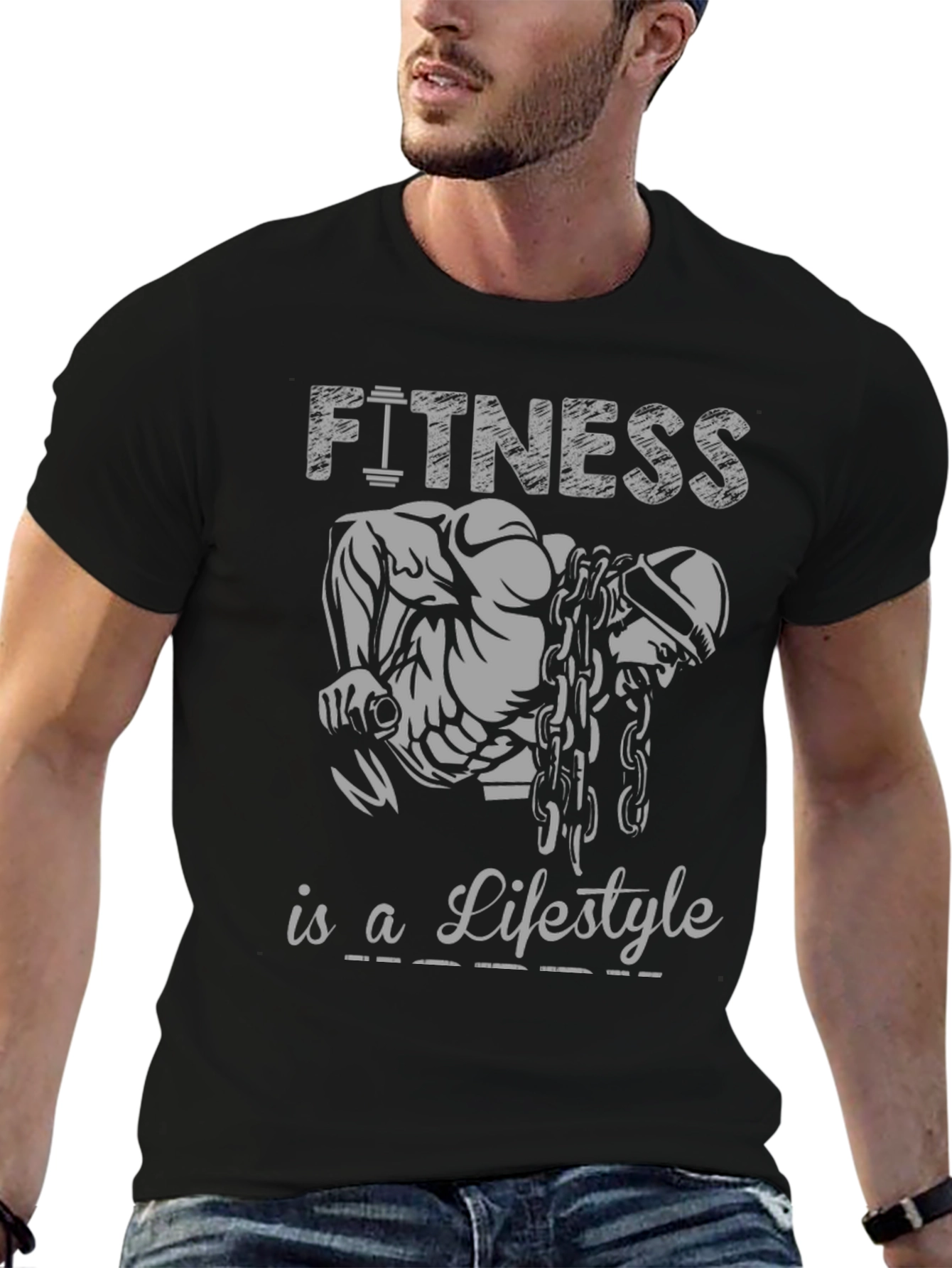 Fitness Lifestyle Graphic Tee - Black Cotton Shirt
