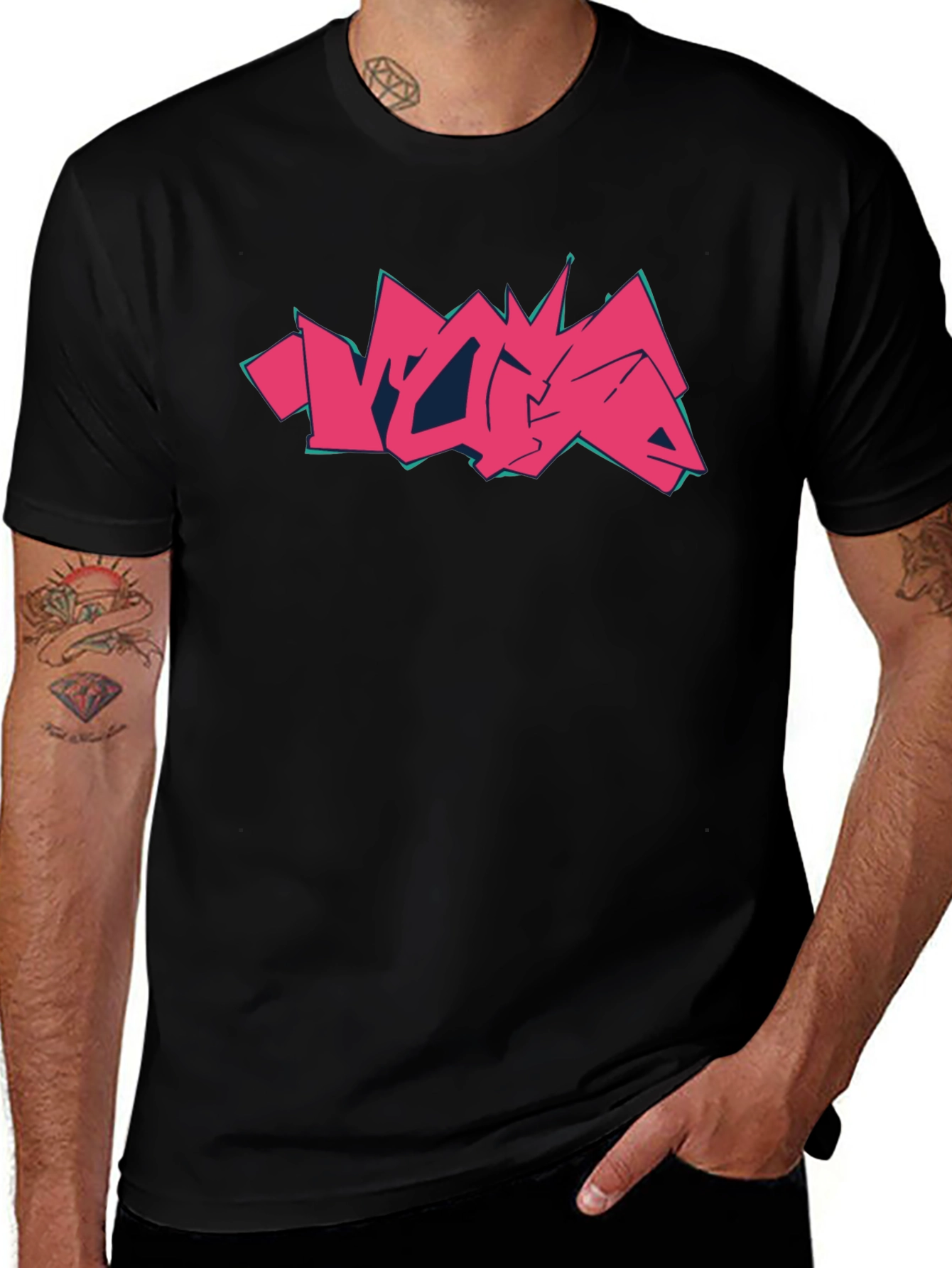 Graffiti Style Graphic Print Black T-Shirt