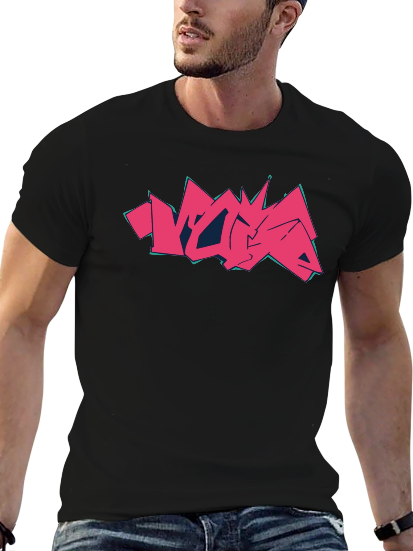 Graffiti Style Graphic Print Black T-Shirt