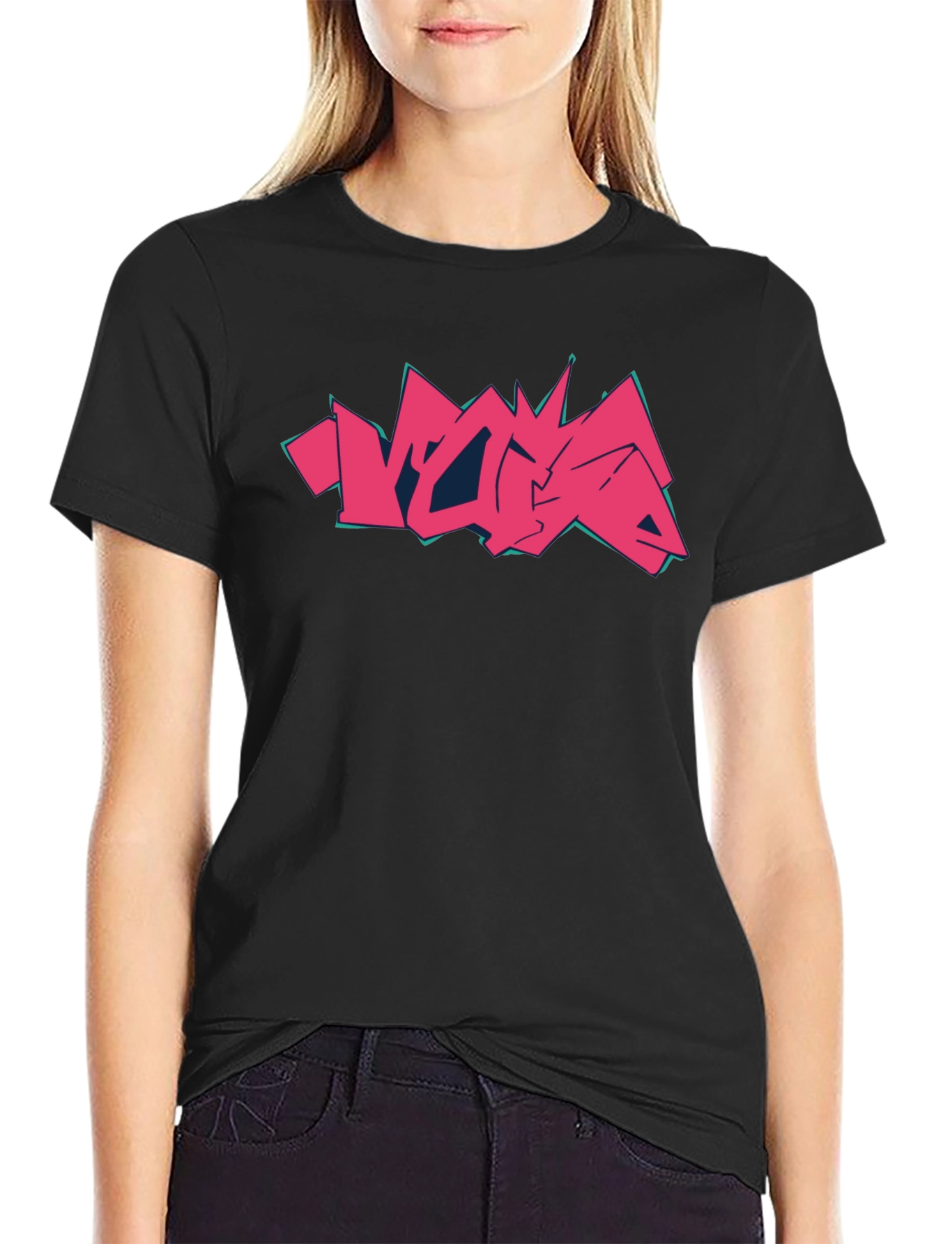 Graffiti Style Graphic Print Black T-Shirt