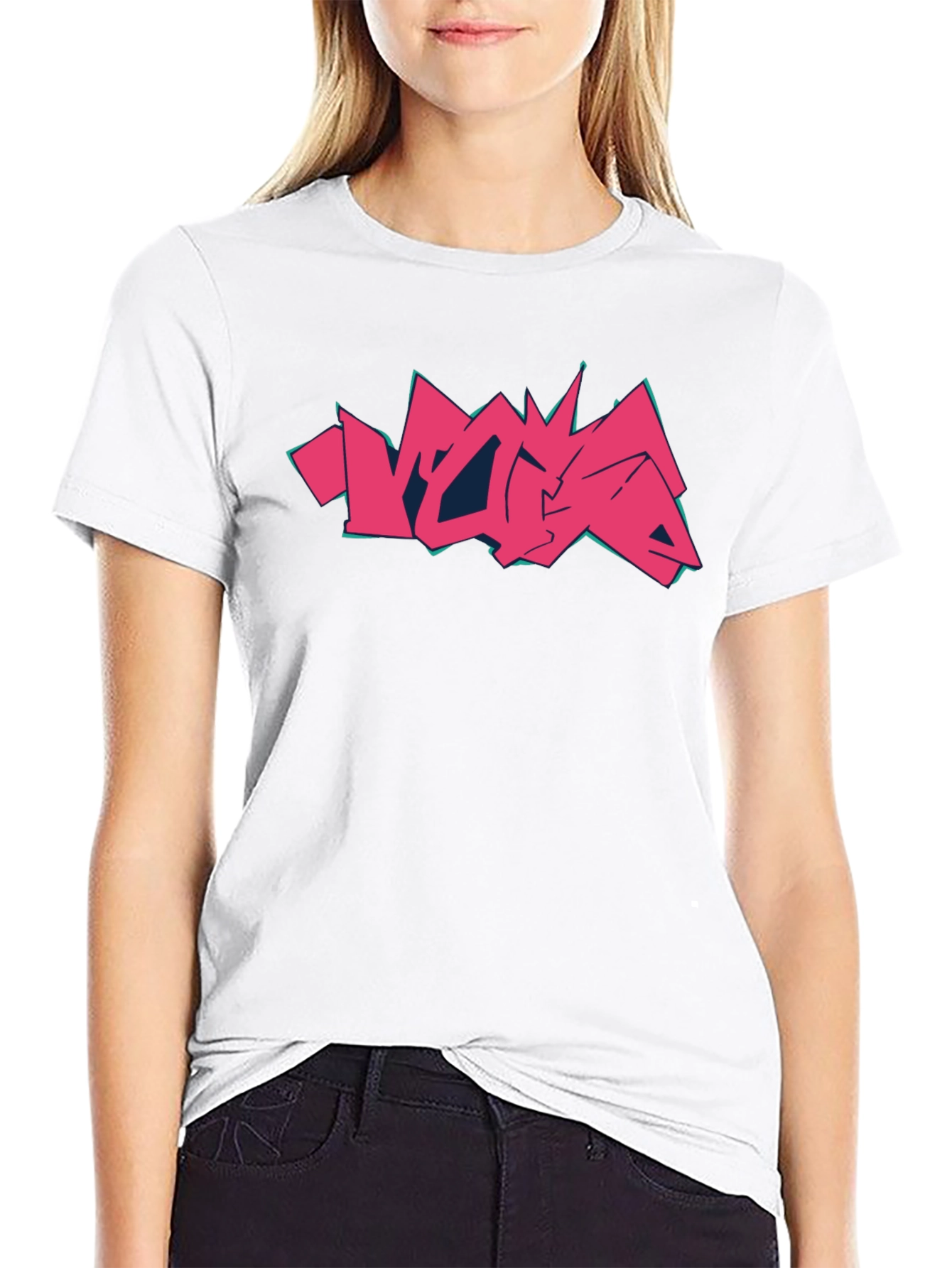 Graffiti Style Graphic Print Black T-Shirt