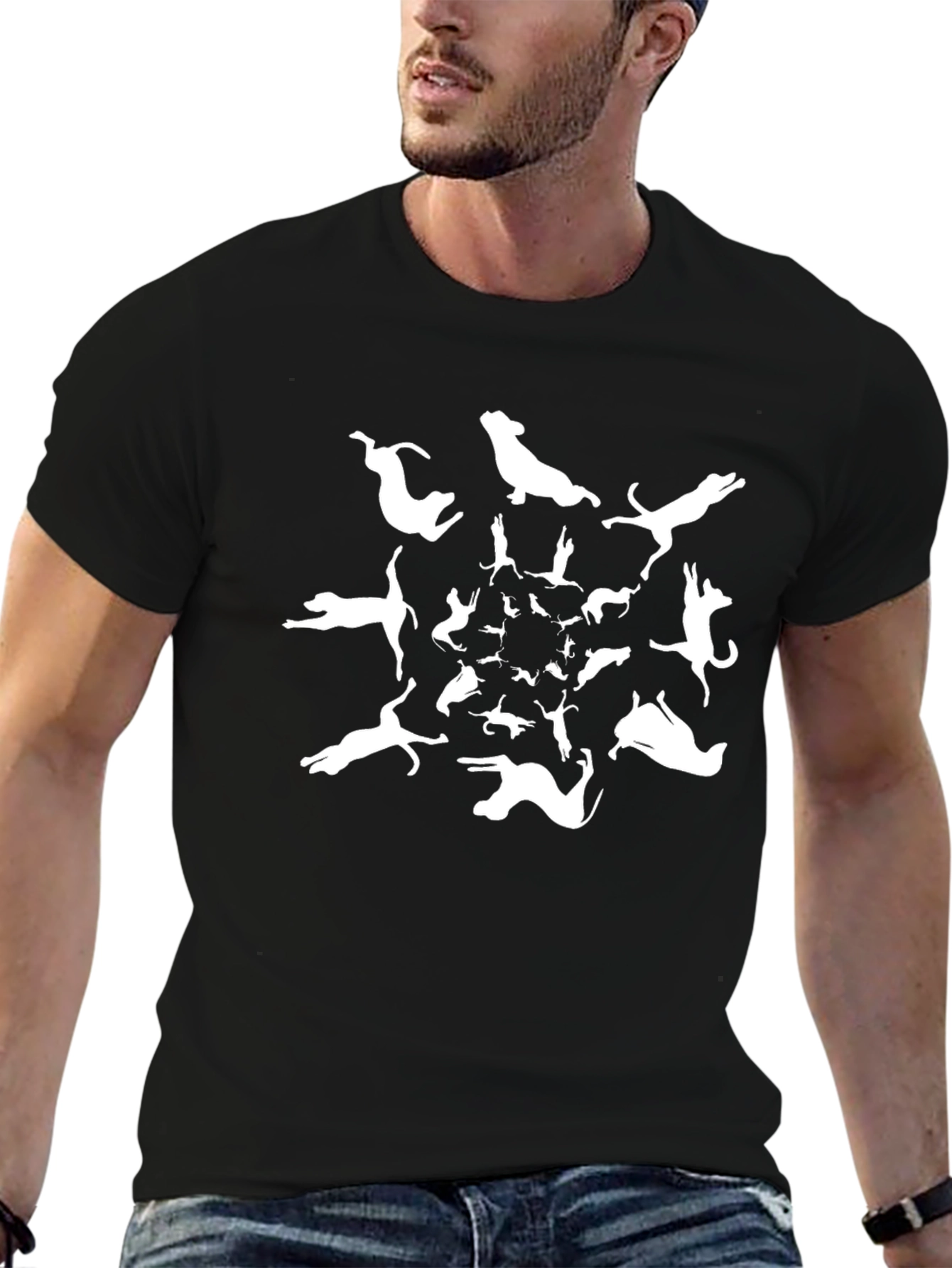 Dog Silhouette Black T-Shirt - Unique Graphic Tee