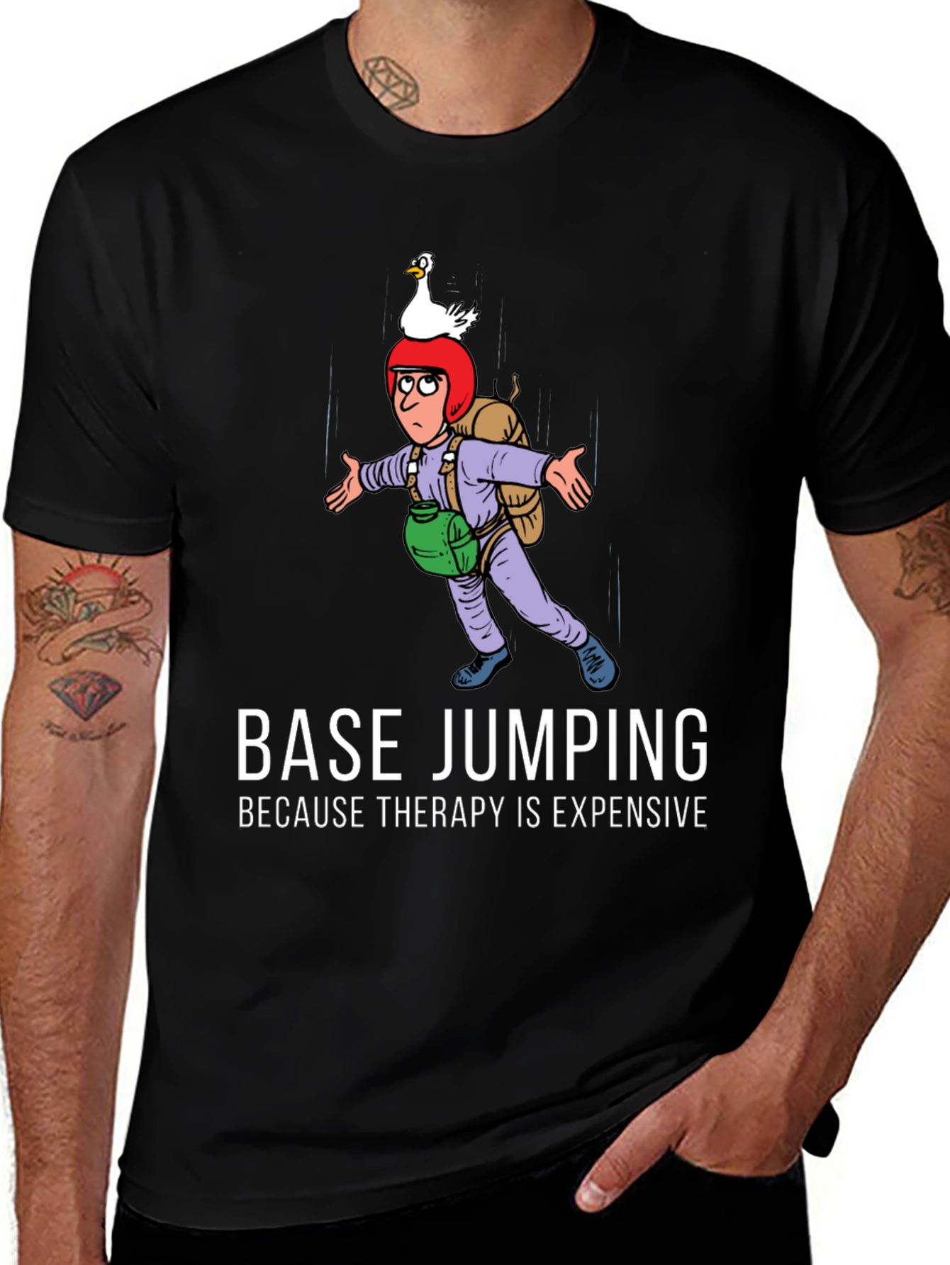 Base Jumping Therapy Funny Graphic Tee