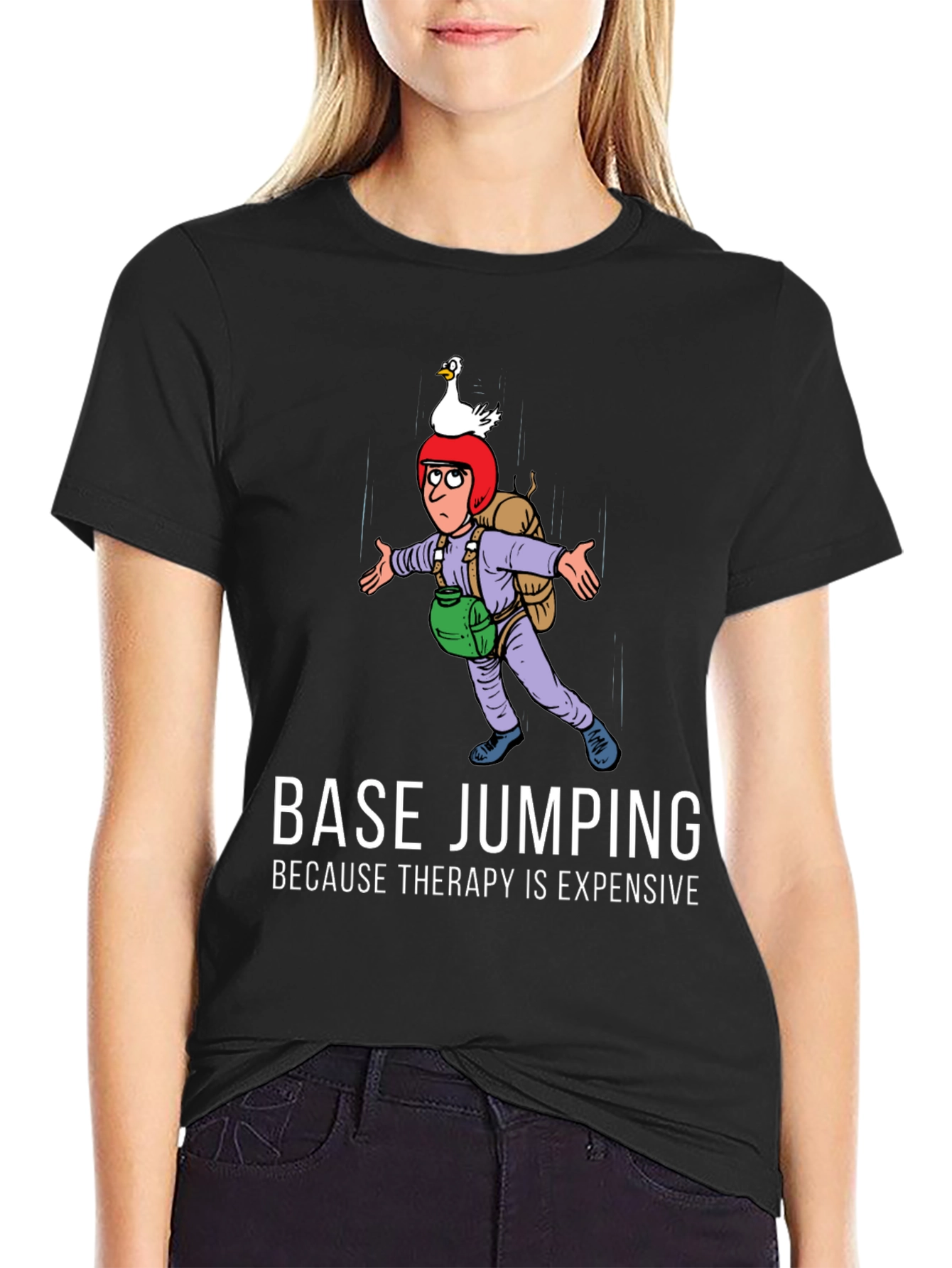 Base Jumping Therapy Funny Graphic Tee