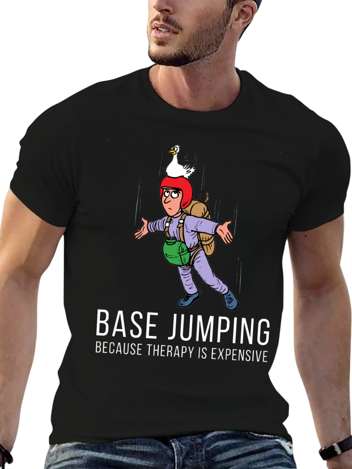 Base Jumping Therapy Funny Graphic Tee