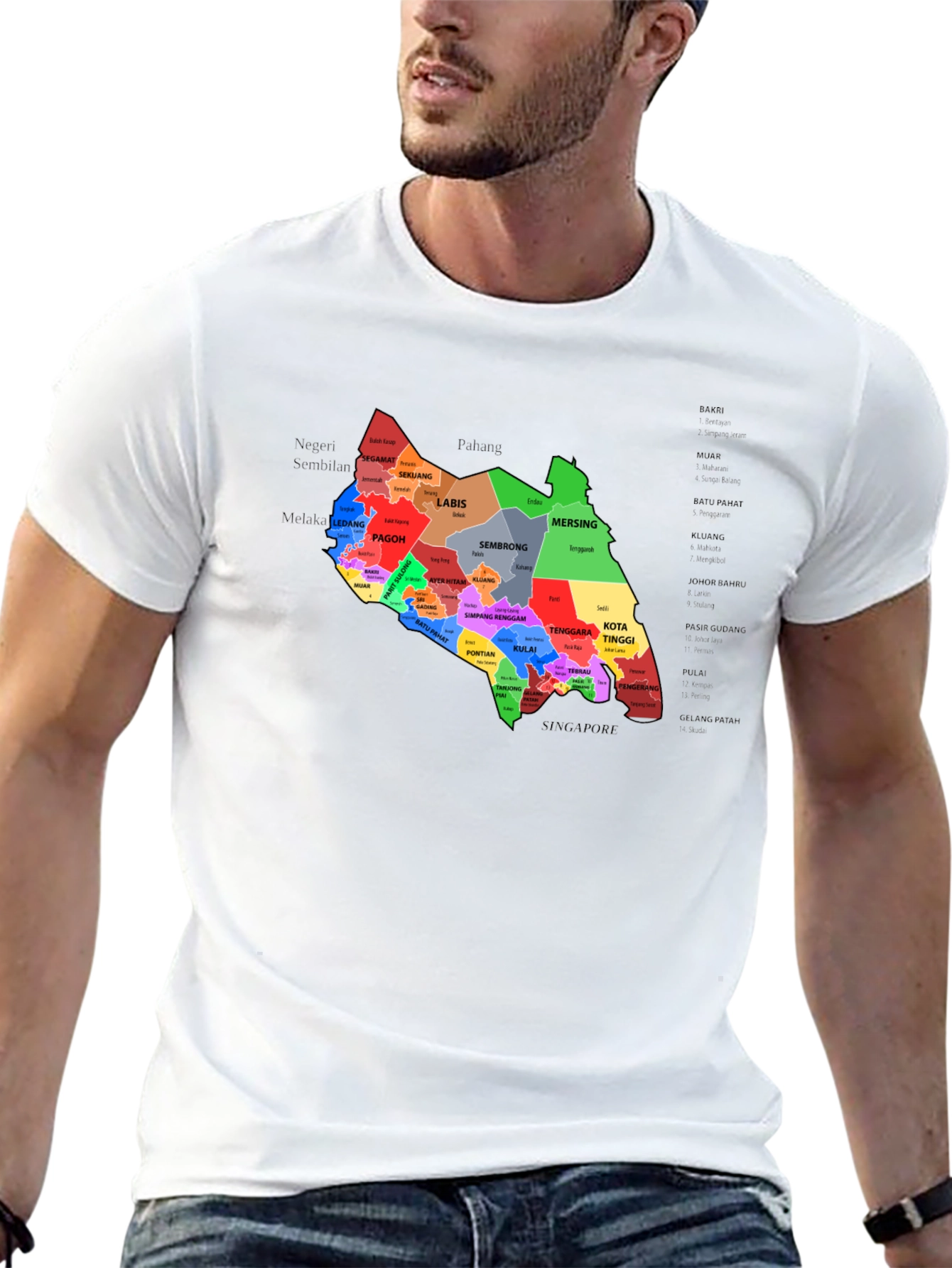 Johor Malaysia T-Shirt - Black District Map Design