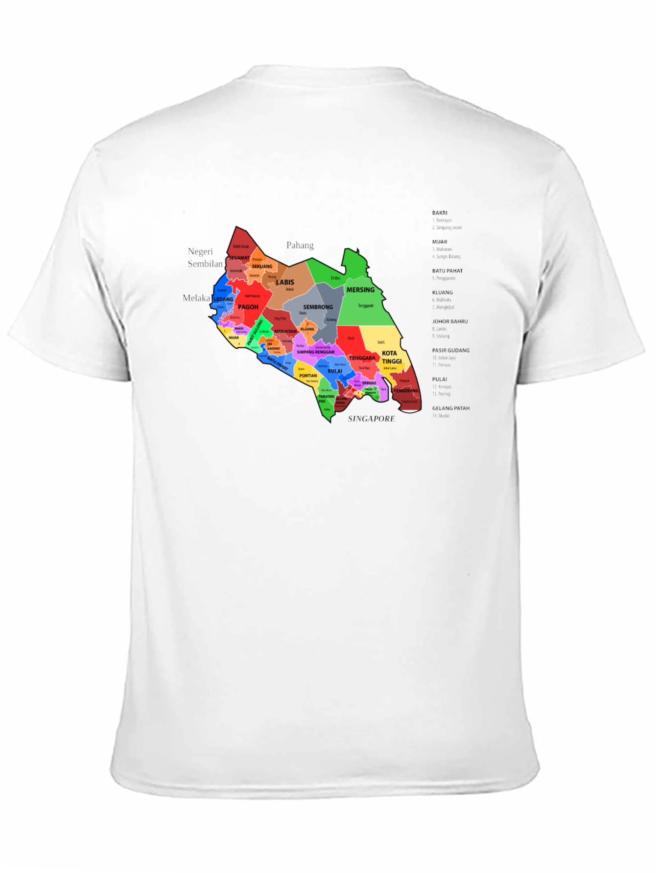 Johor Malaysia T-Shirt - Black District Map Design