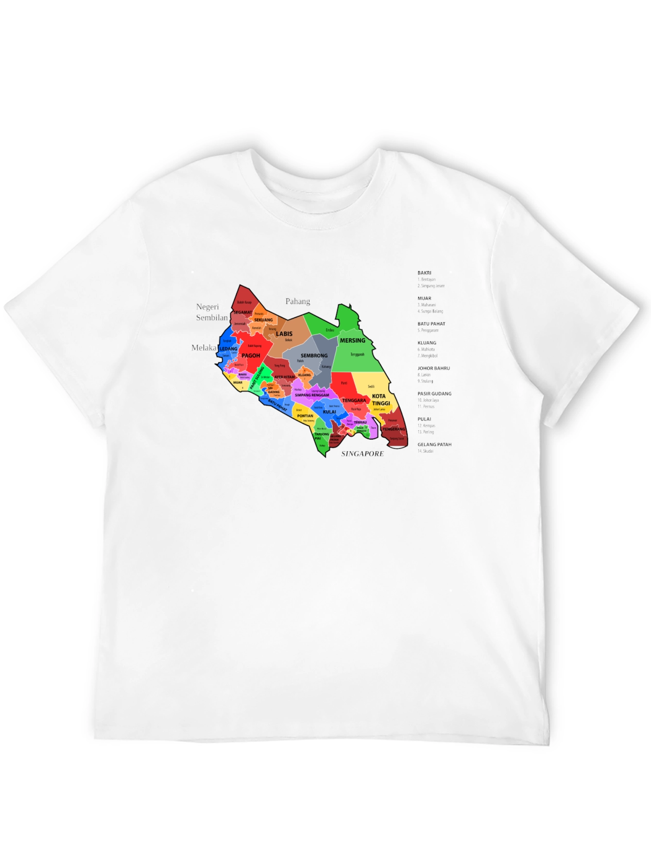 Johor Malaysia T-Shirt - Black District Map Design