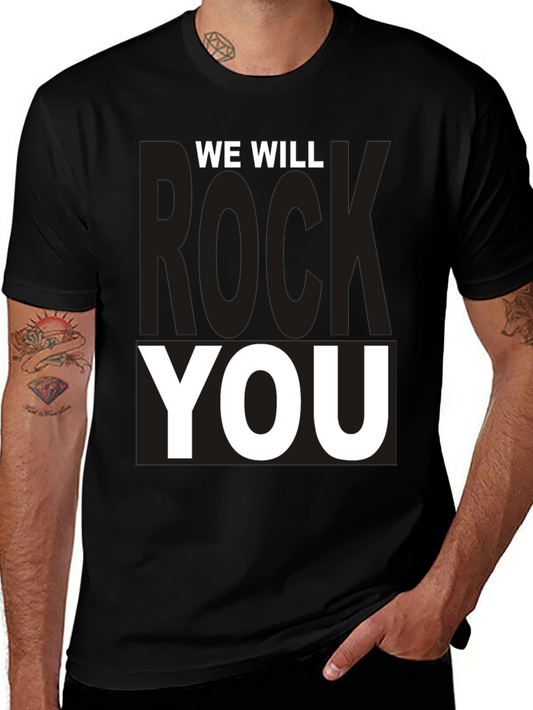 We Will Rock You Graphic Tee - Black Cotton T-Shirt