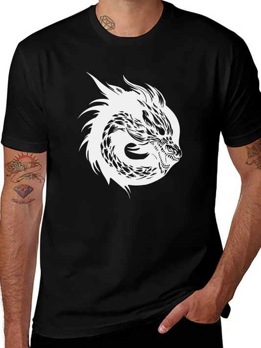 Dragon Graphic Tee - Black Crew Neck Short Sleeve