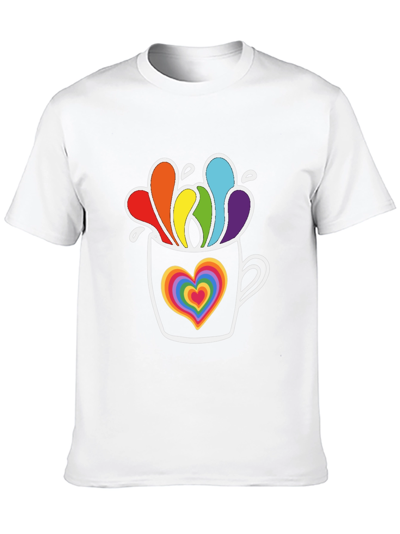 Rainbow Heart Mug Black Graphic Tee