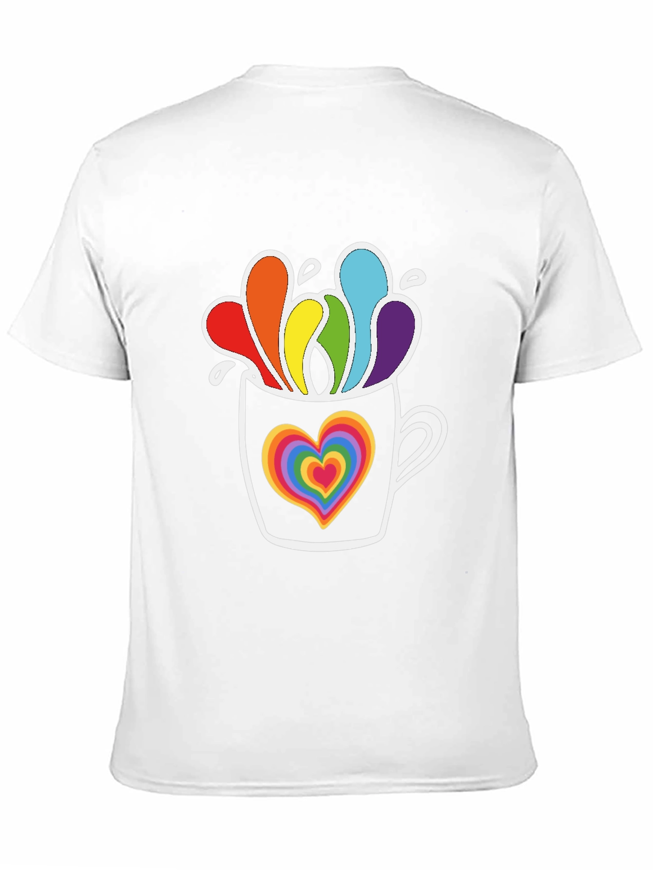 Rainbow Heart Mug Black Graphic Tee