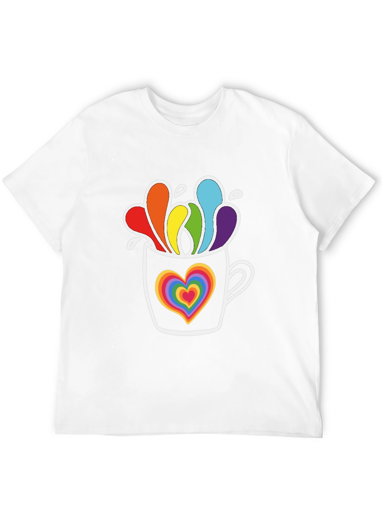 Rainbow Heart Mug Black Graphic Tee