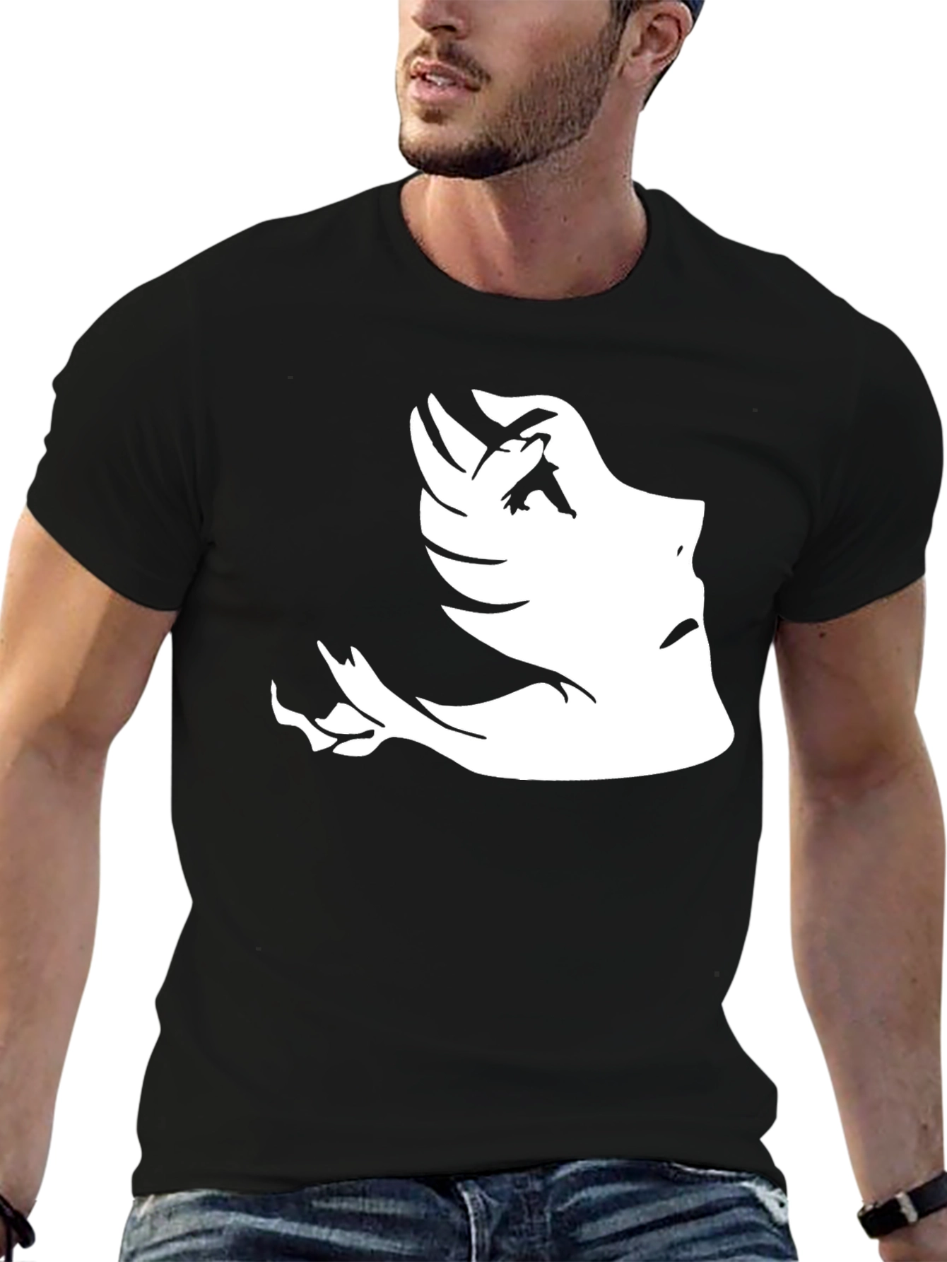 Abstract Face Graphic Tee - Black