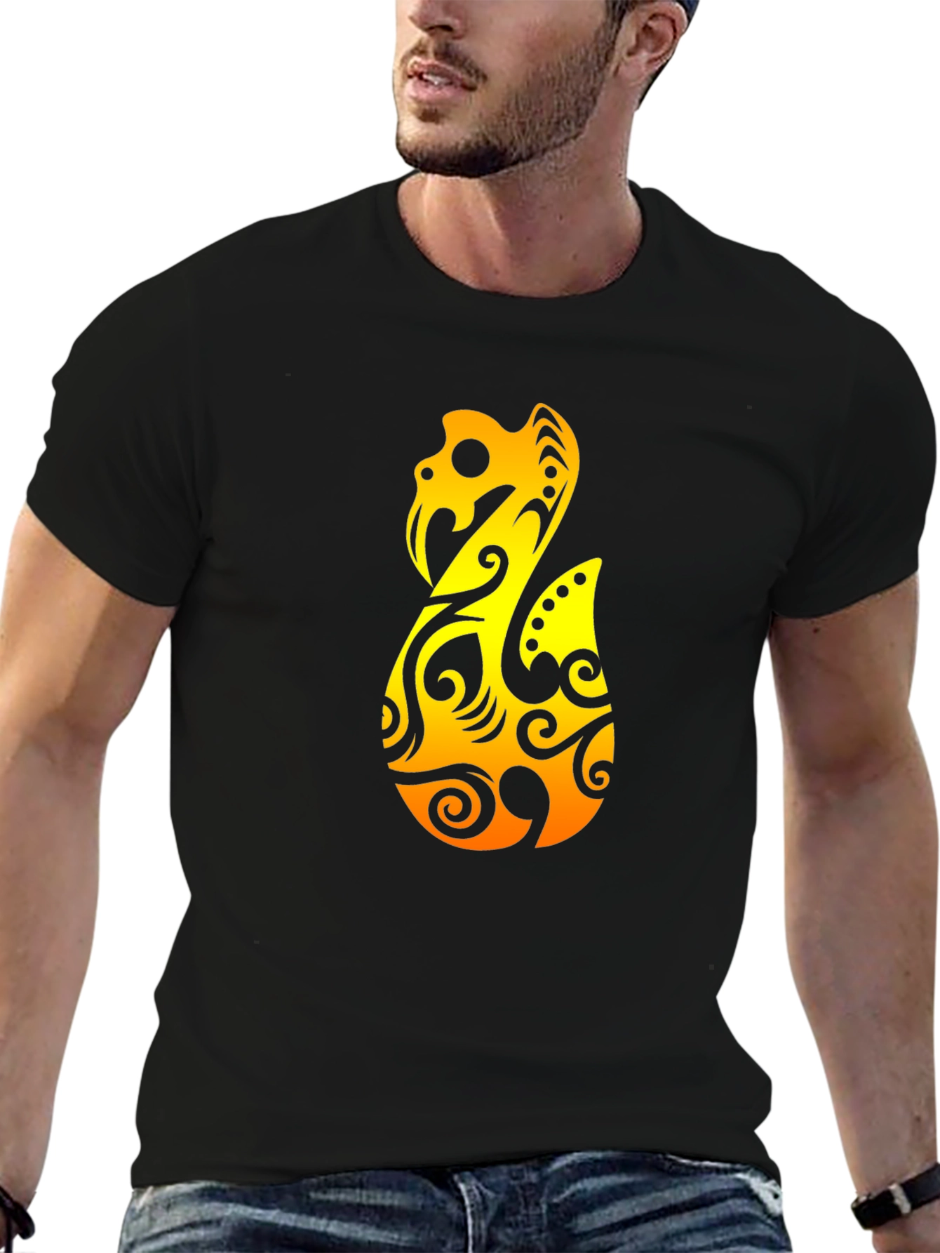 Tribal Hook Graphic Black T-Shirt